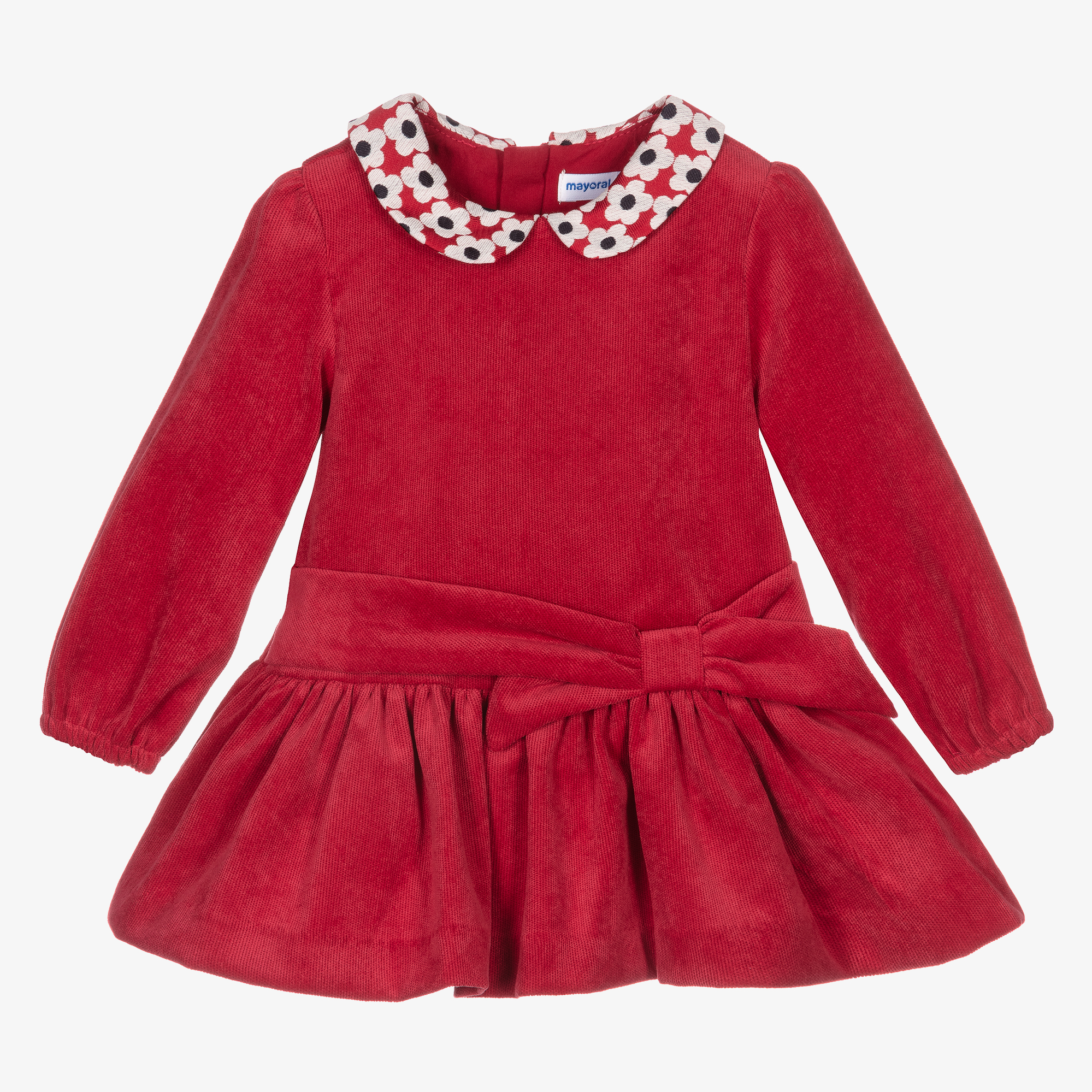 strapless open back dress Mayoral Red Velvet Long Sleeve Dress Baby Girl