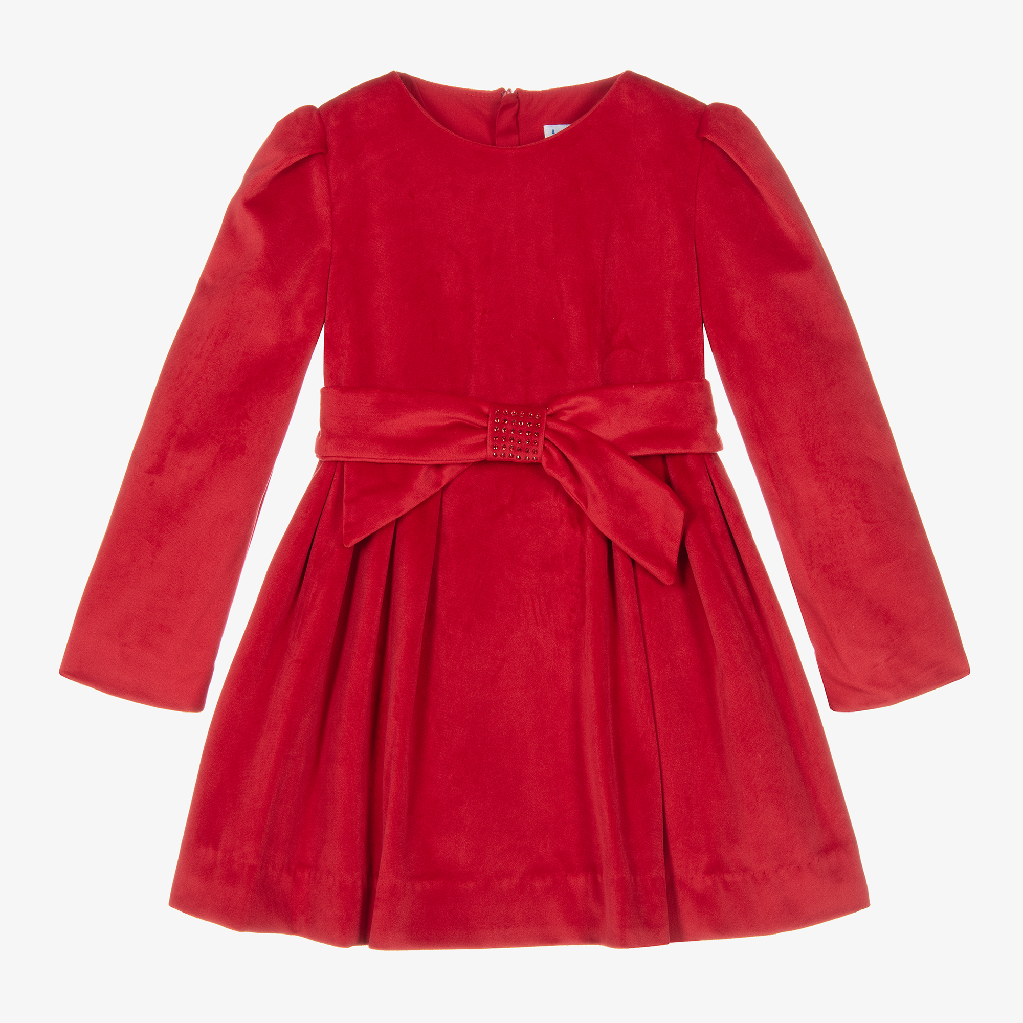 strapless open back dress Mayoral Pleated Velvet Dress