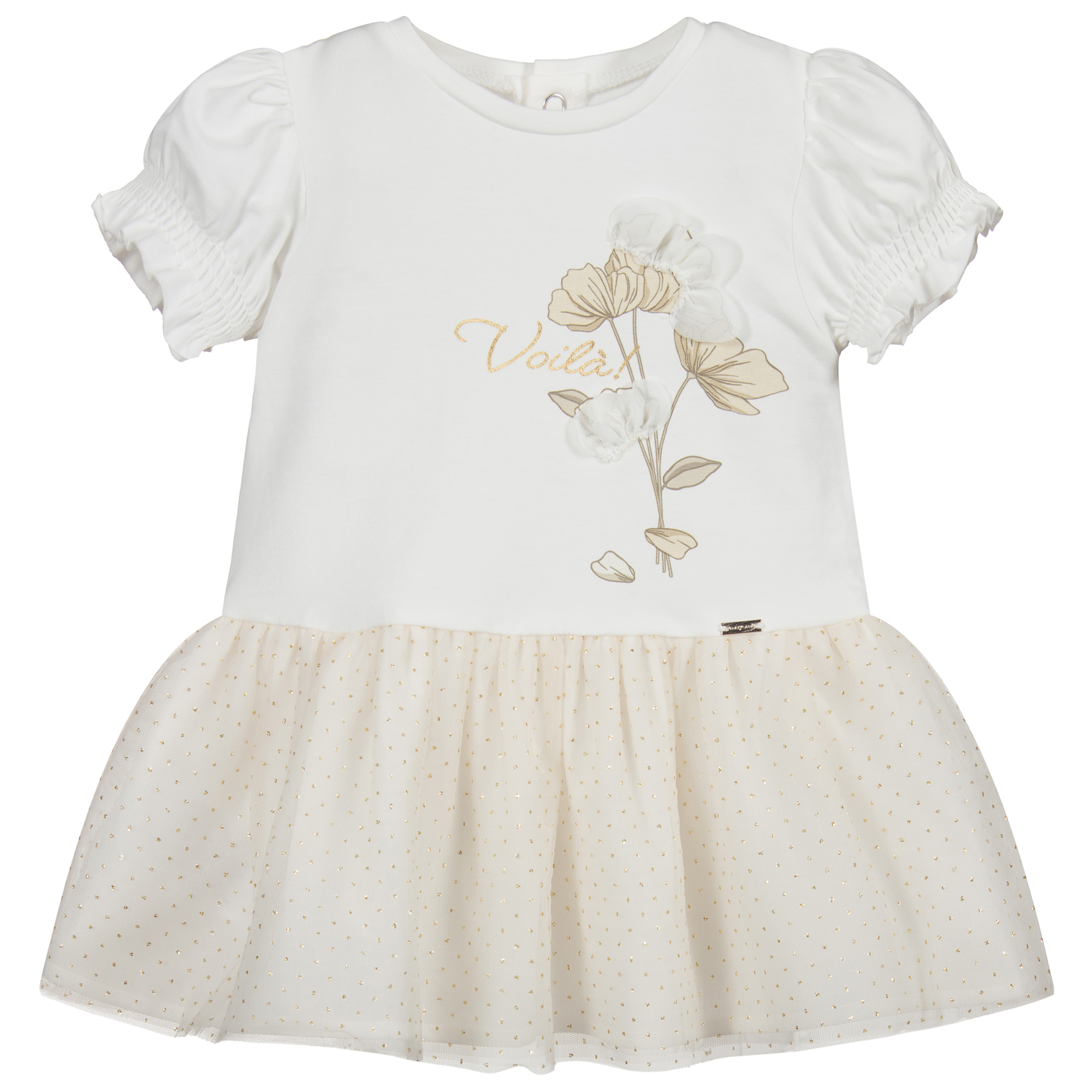 Mayoral - Ivory & Beige Tulle Dress | Childrensalon Outlet