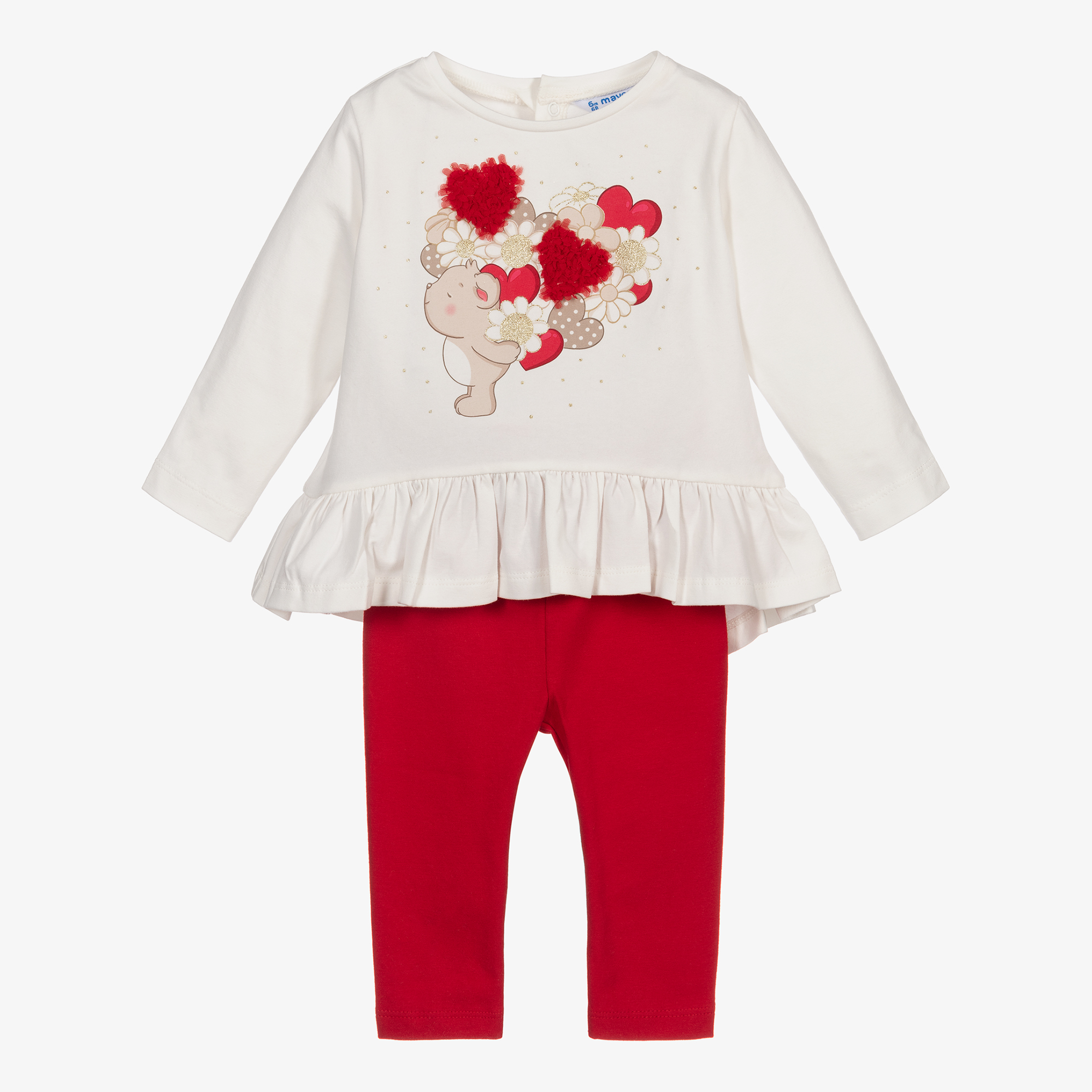 Mayoral - Ivory \u0026 Red Leggings Set 