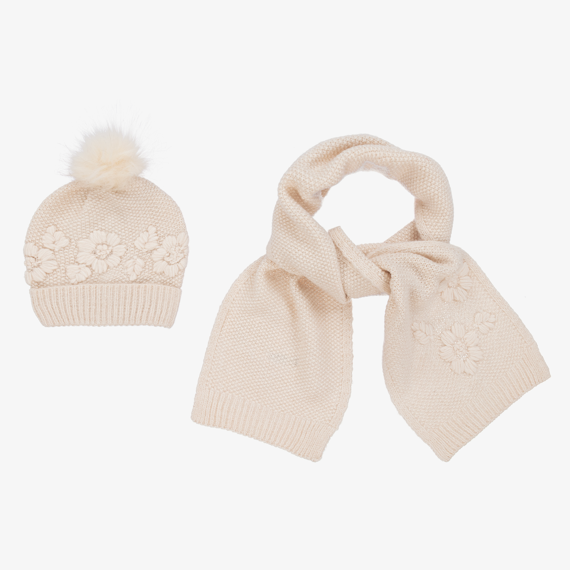 Mayoral Teen Girls Ivory Knitted Hat Set Childrensalon Outlet