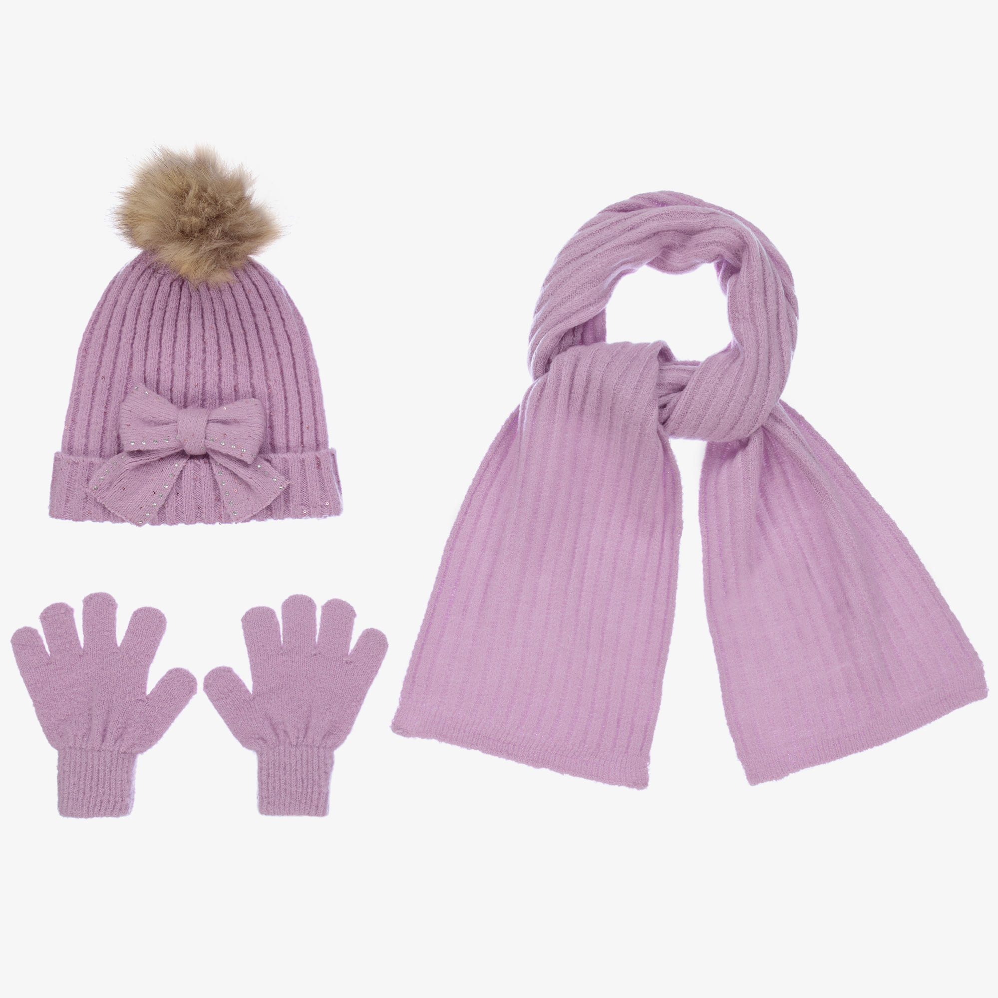 Girls purple hat and gloves 2025