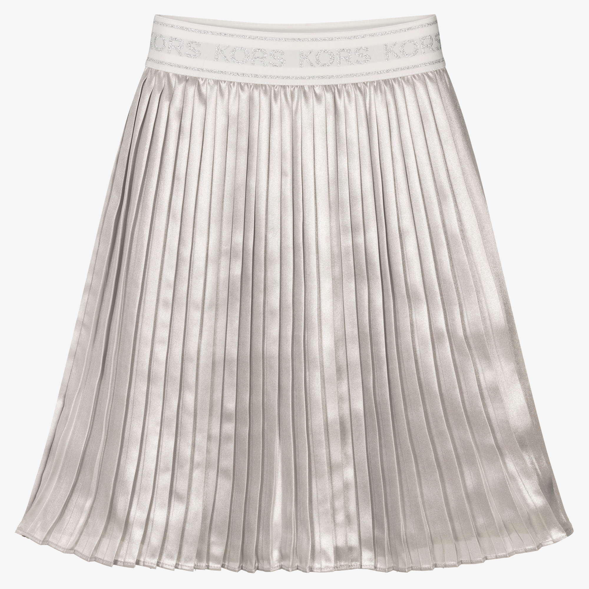 Michael Kors Kids Girls Silver Pleated Logo Skirt Childrensalon