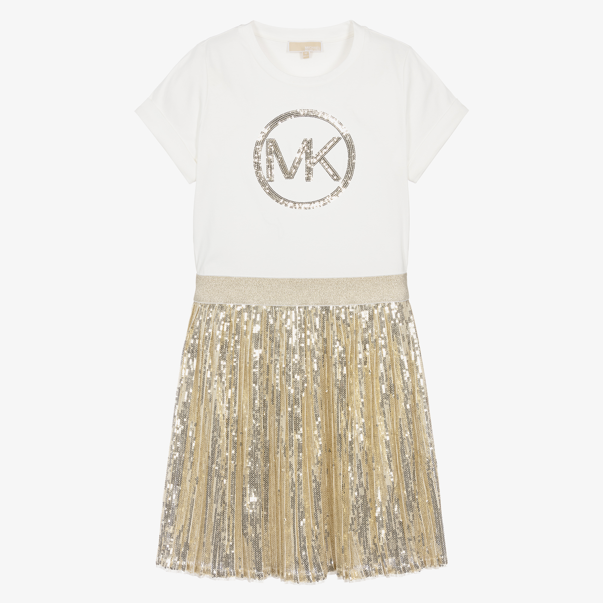 Michael Kors Kids Teen Girls Gold Sequin Cotton & Tulle Dress Michael Kors Kids Teen Girls Gold Sequin Cotton & Tulle Dress