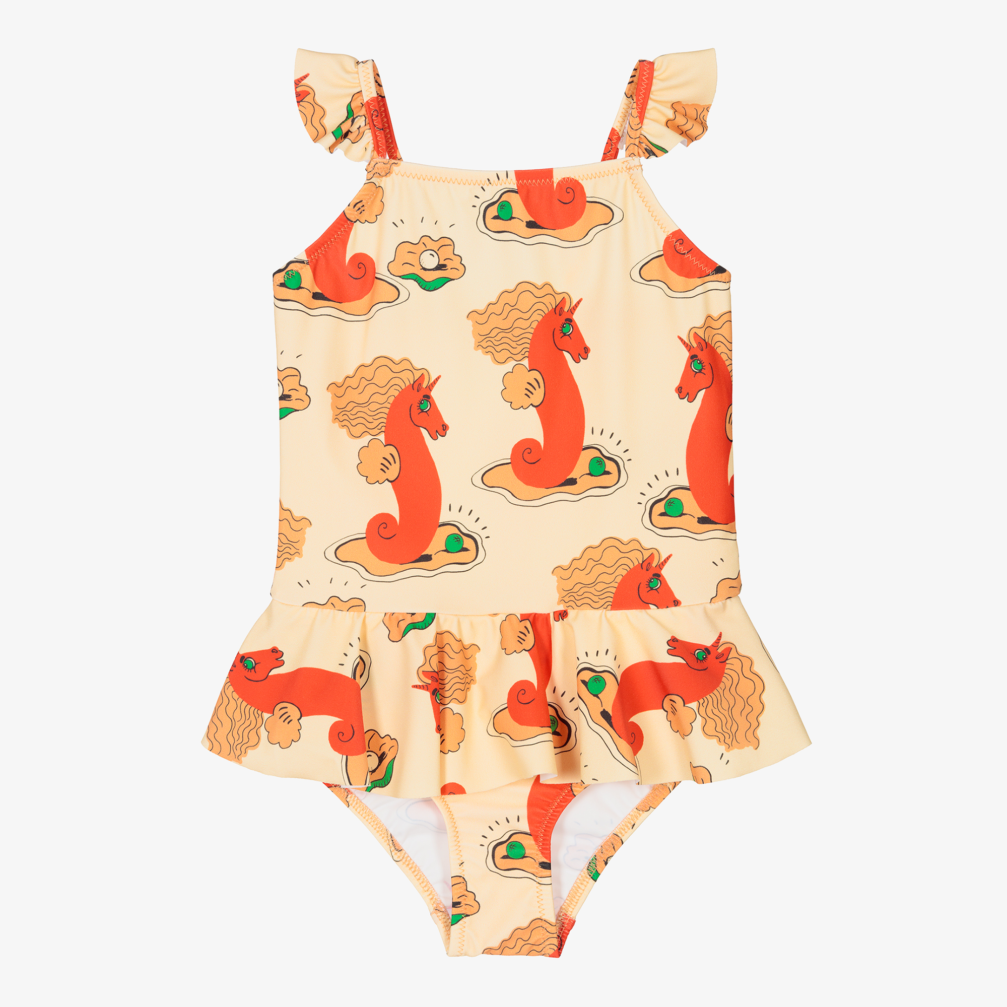 Mini Rodini Girls Pale Yellow Seahorse Swimsuit Childrensalon Outlet