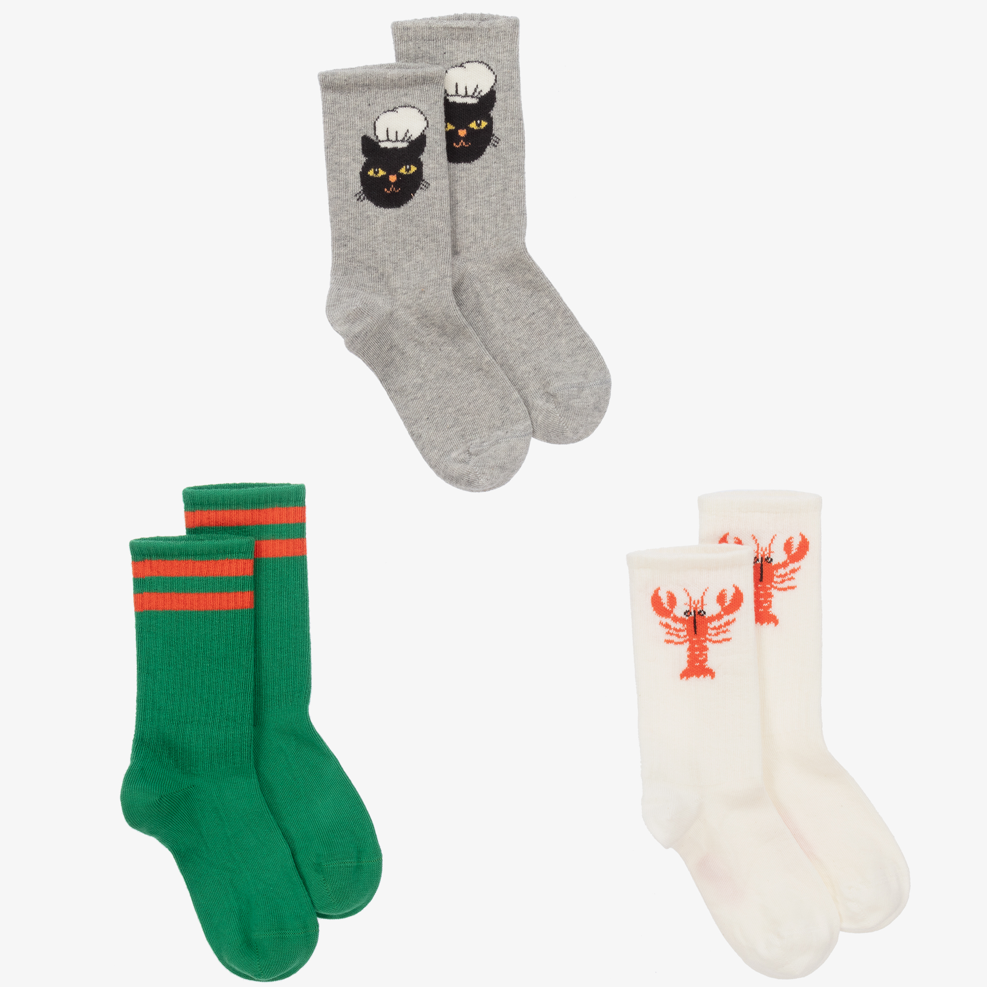 MINI RODINI E.T. 3-PACK SOCKS grey