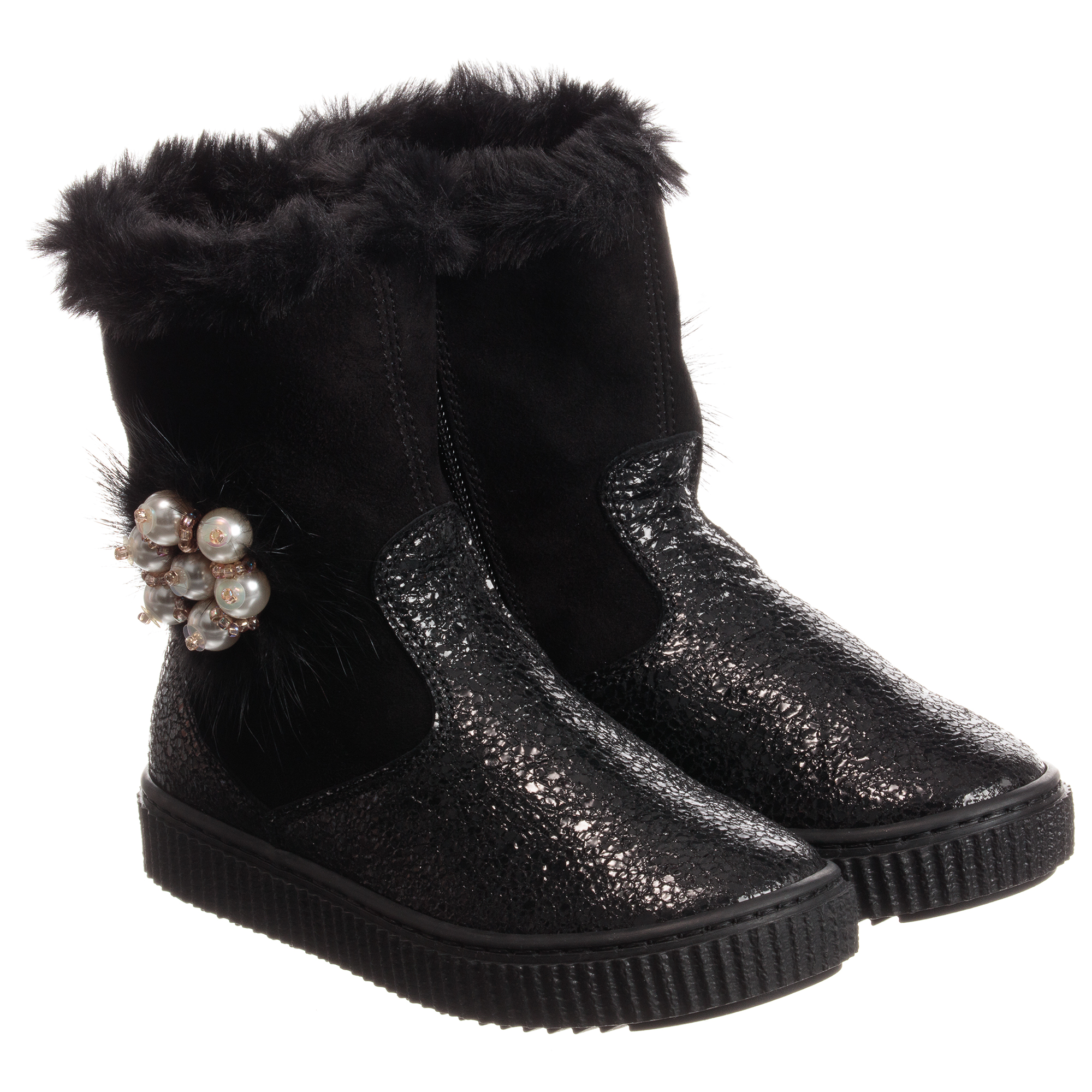 BOBBLEKIDS Little Girls Black Soft Leather Shoes Carla 3M 
