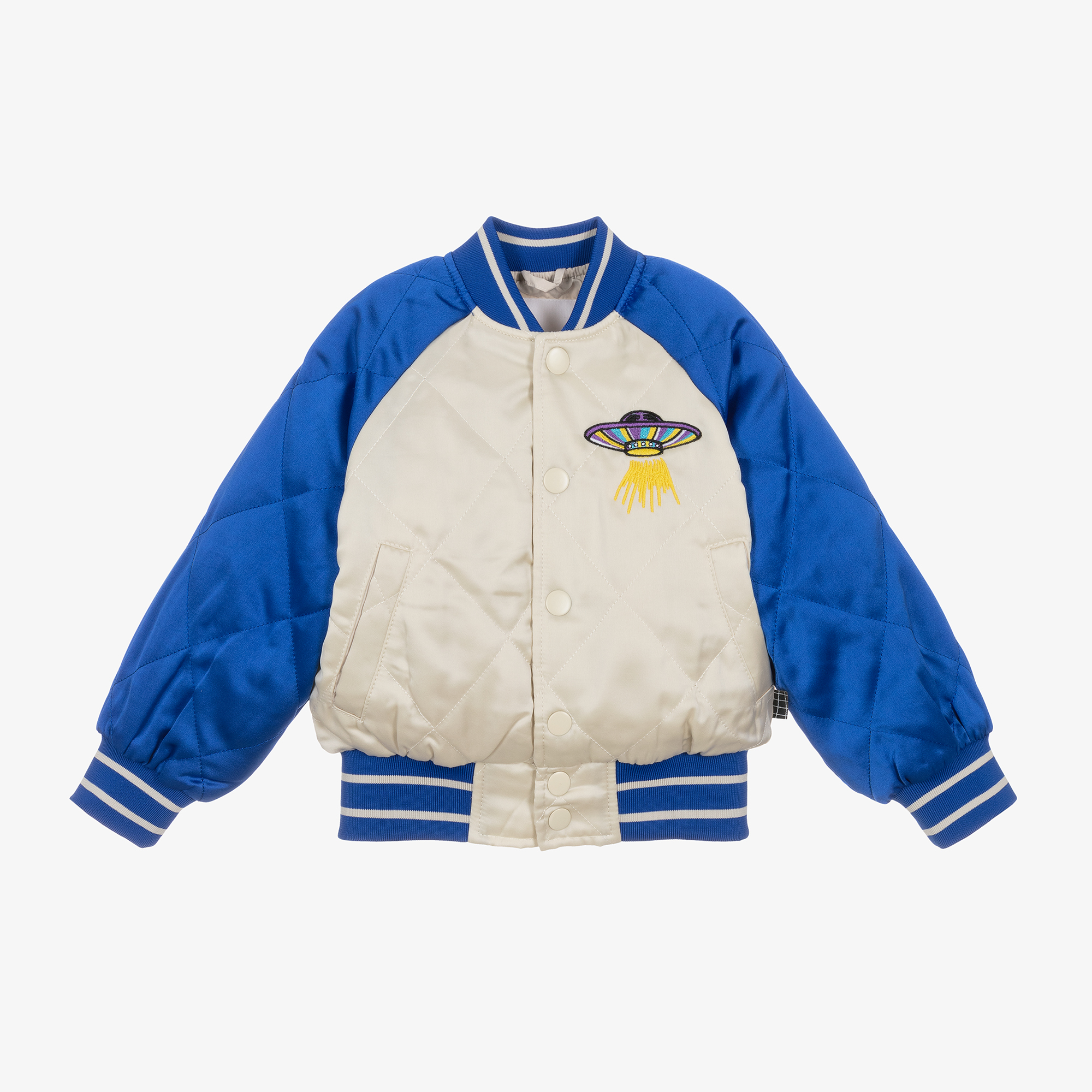Molo Boys Blue Beige Quilted Bomber Jacket
