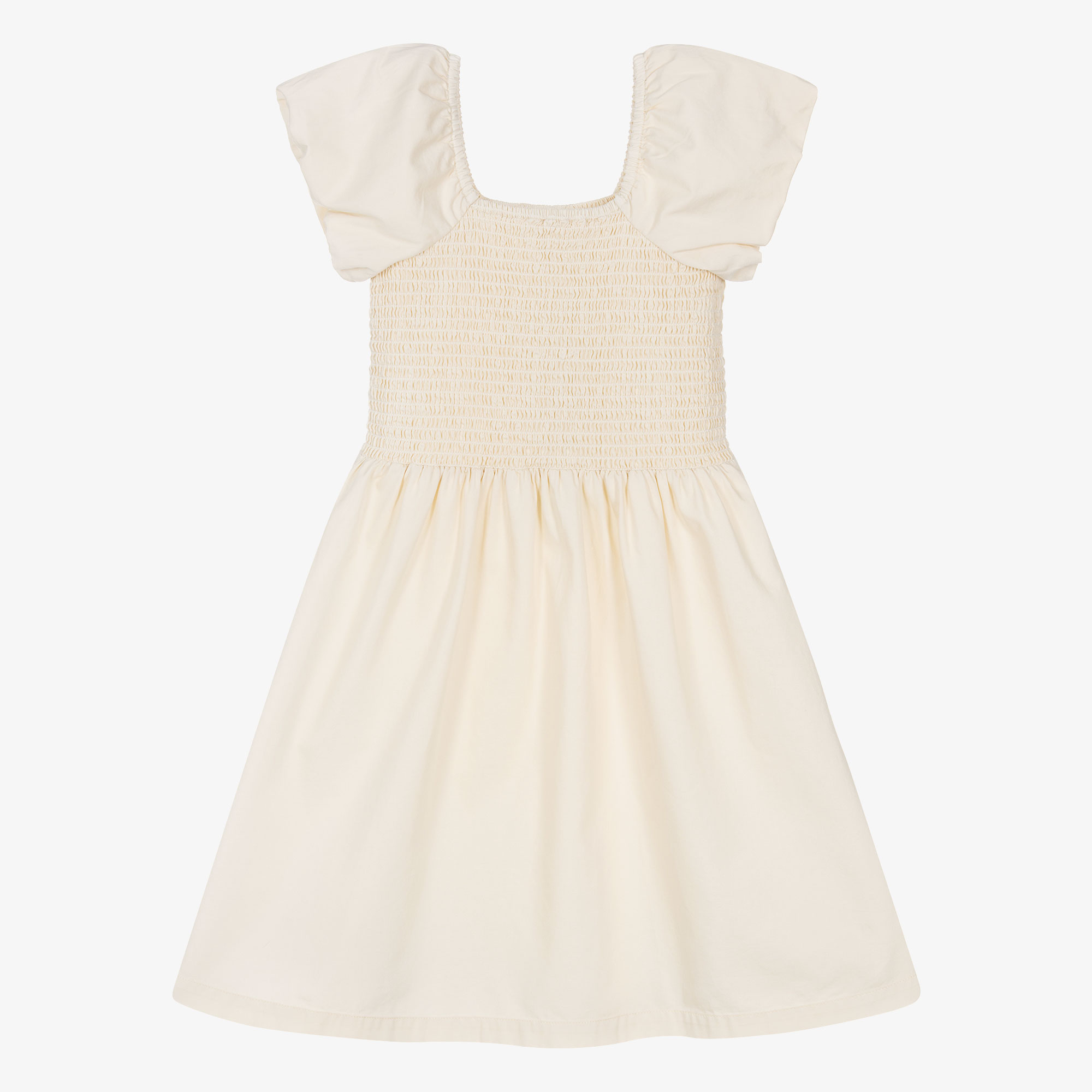 beige pink color dress Ariya Floral Shirred Back Puff Sleeve Dress by Threaded Pear – Zulily