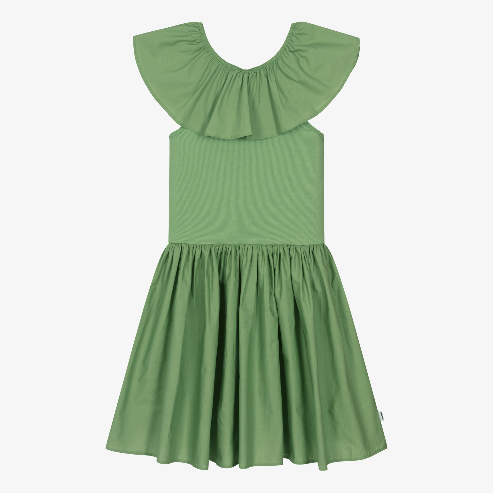 Molo - Teen Girls Green Organic Cotton Ruffle Dress | Childrensalon Outlet Molo - Teen Girls Green Organic Cotton Ruffle Dress | Childrensalon Outlet
