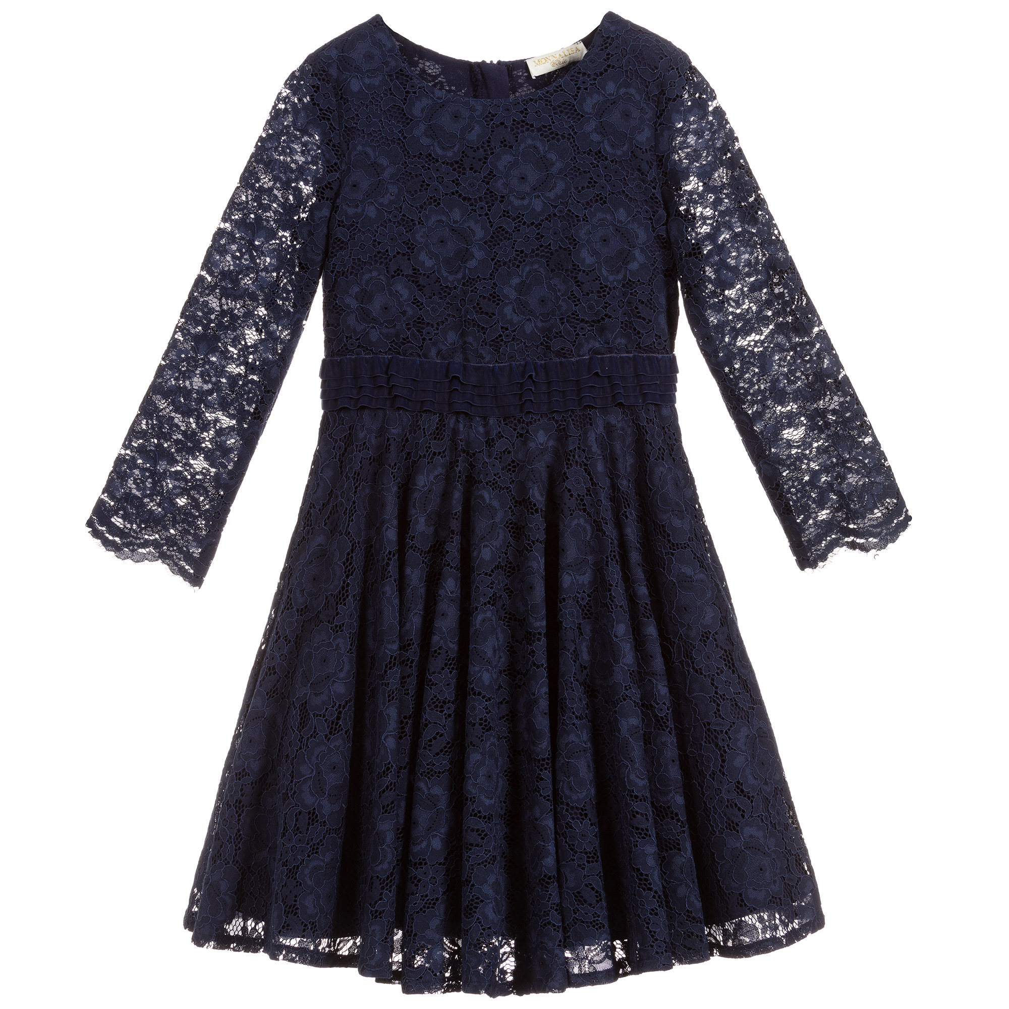 Monnalisa - Girls Navy Blue Lace Dress ...