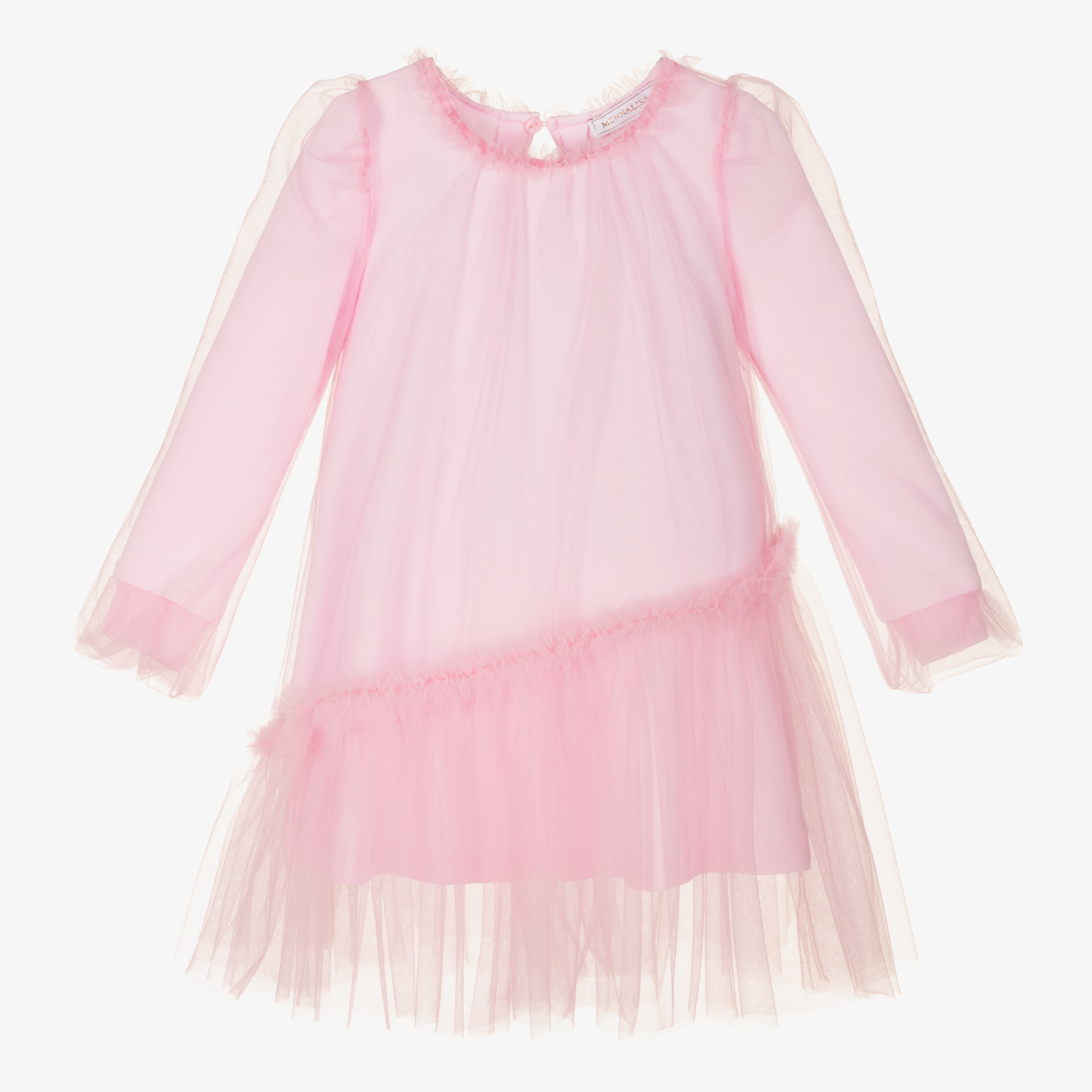 Monnalisa - Girls Pink Tulle & Jersey Dress | Childrensalon Outlet