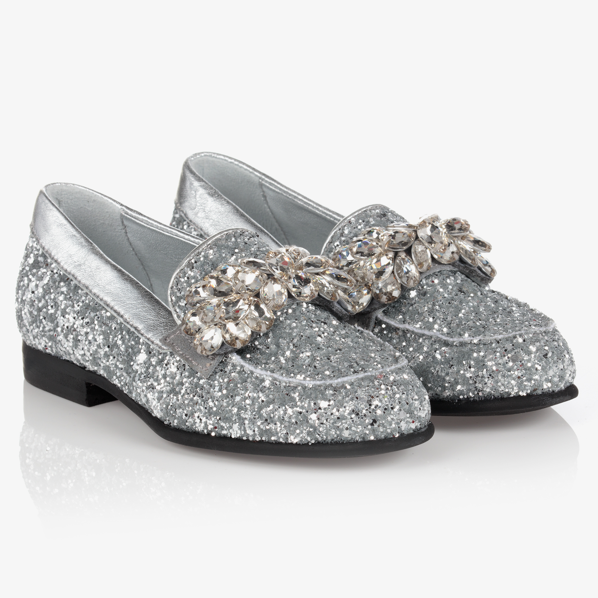 Silver Glitter Loafers