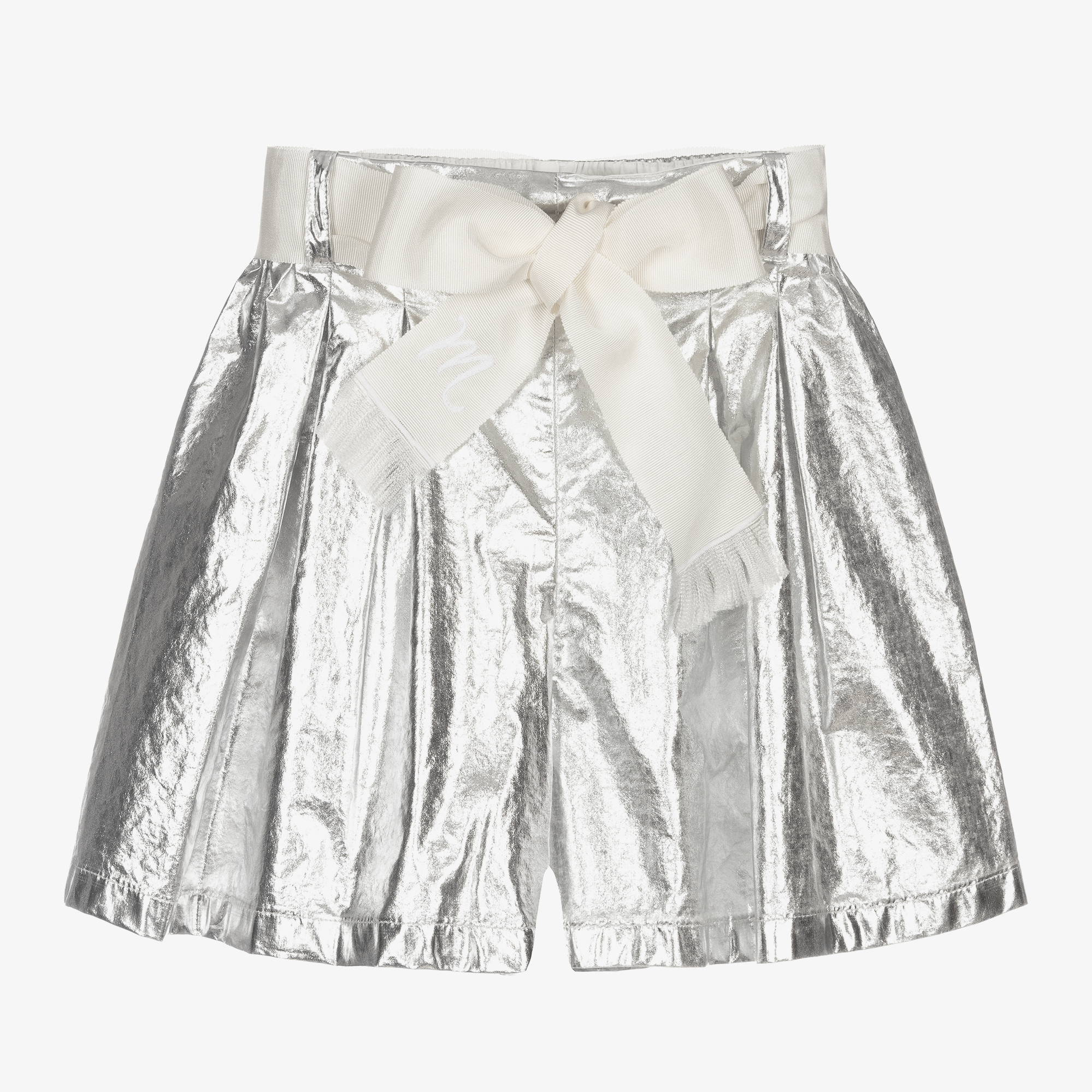 Monnalisa Chic - Girls Silver Metallic Shorts