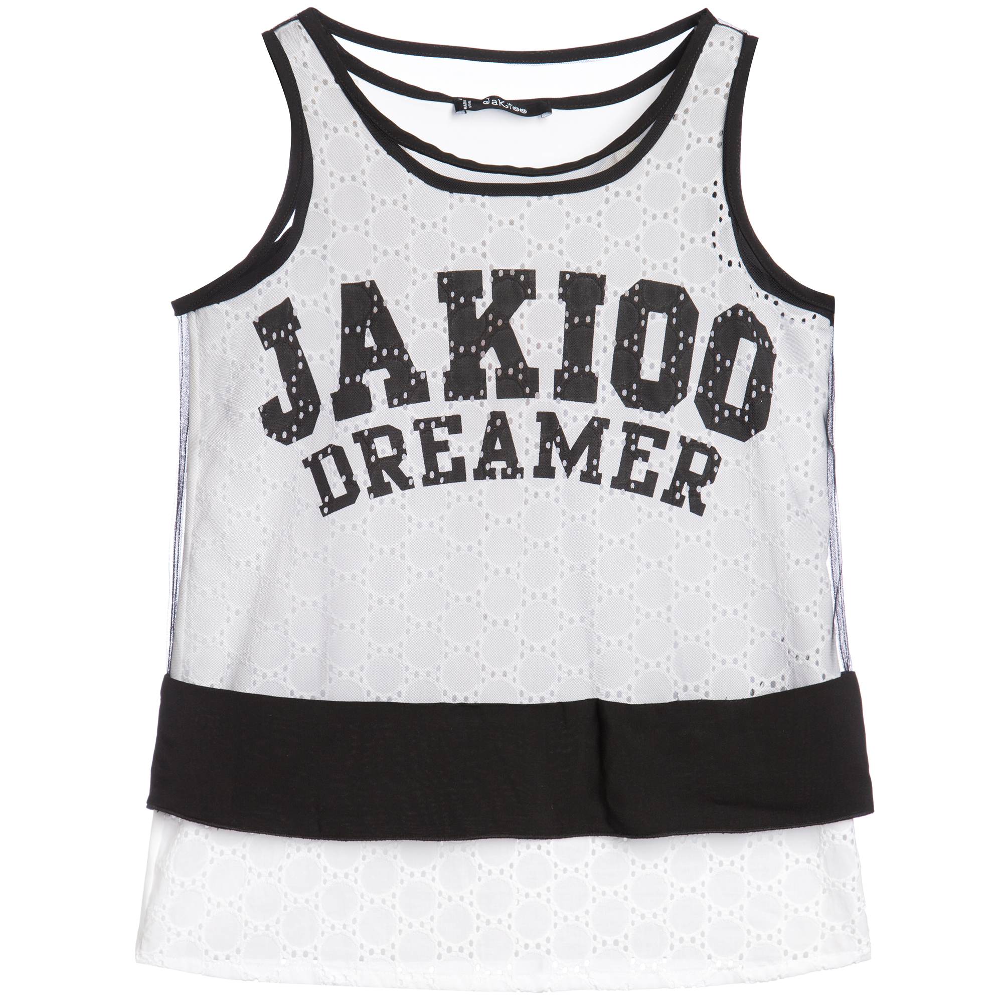 Monnalisa Jakioo - Girls White & Black Layered Top