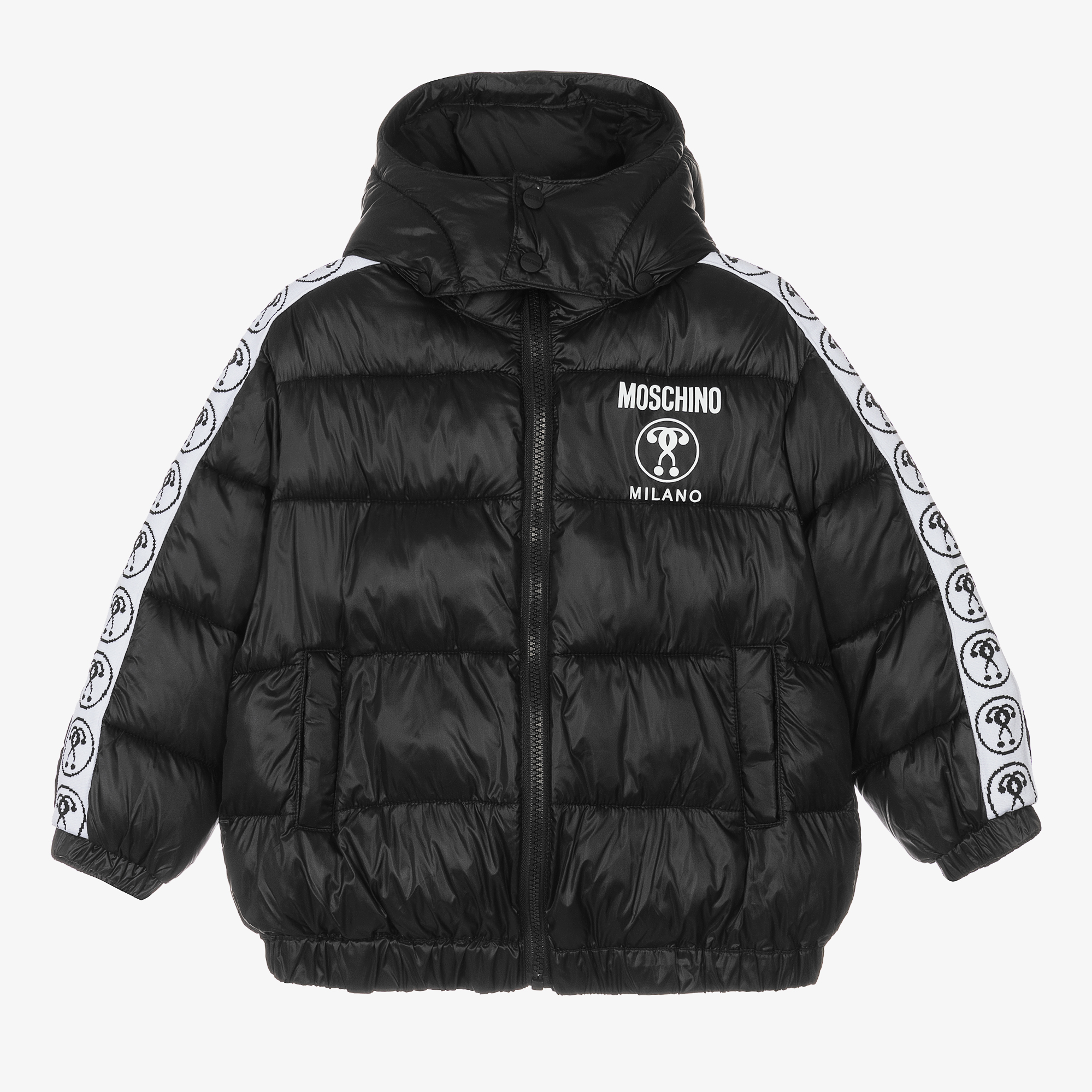 Moschino Kid-Teen - Black Hooded Logo Jacket | Childrensalon Moschino Kid-Teen - Black Hooded Logo Jacket | Childrensalon