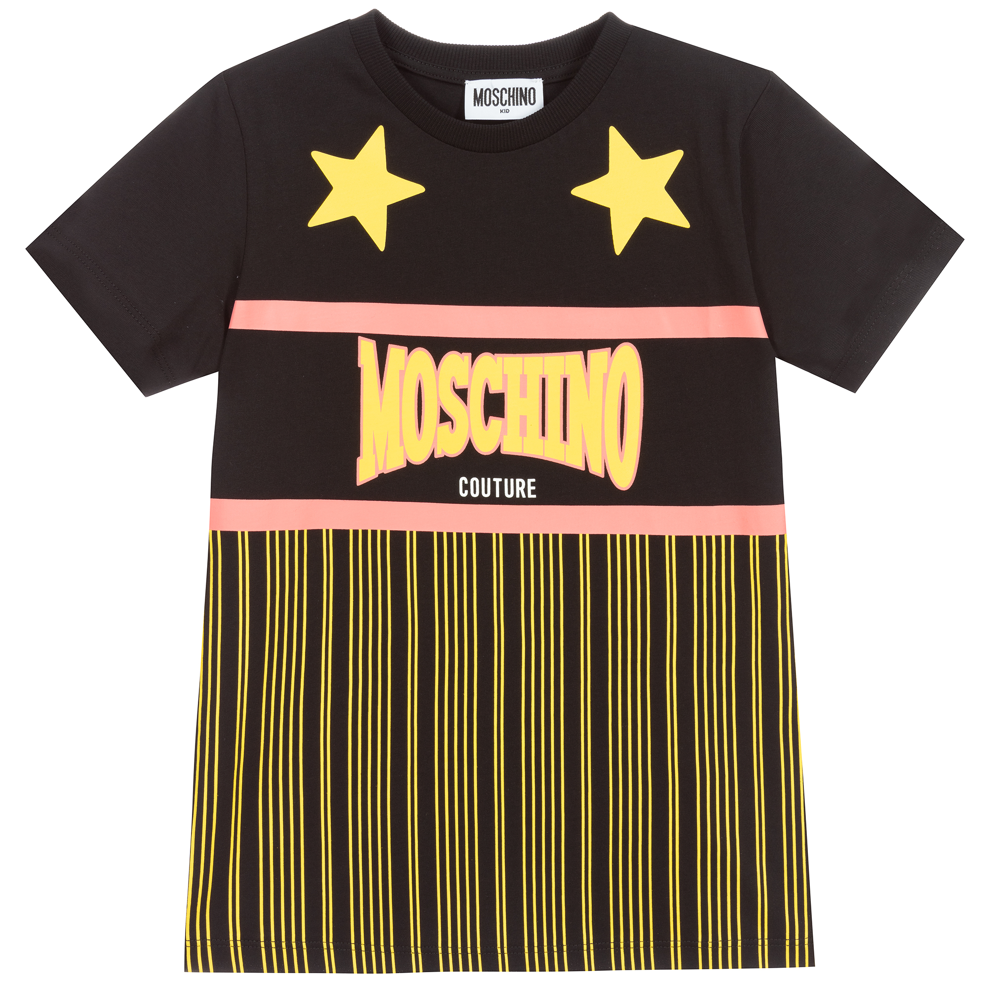 black and yellow moschino t shirt