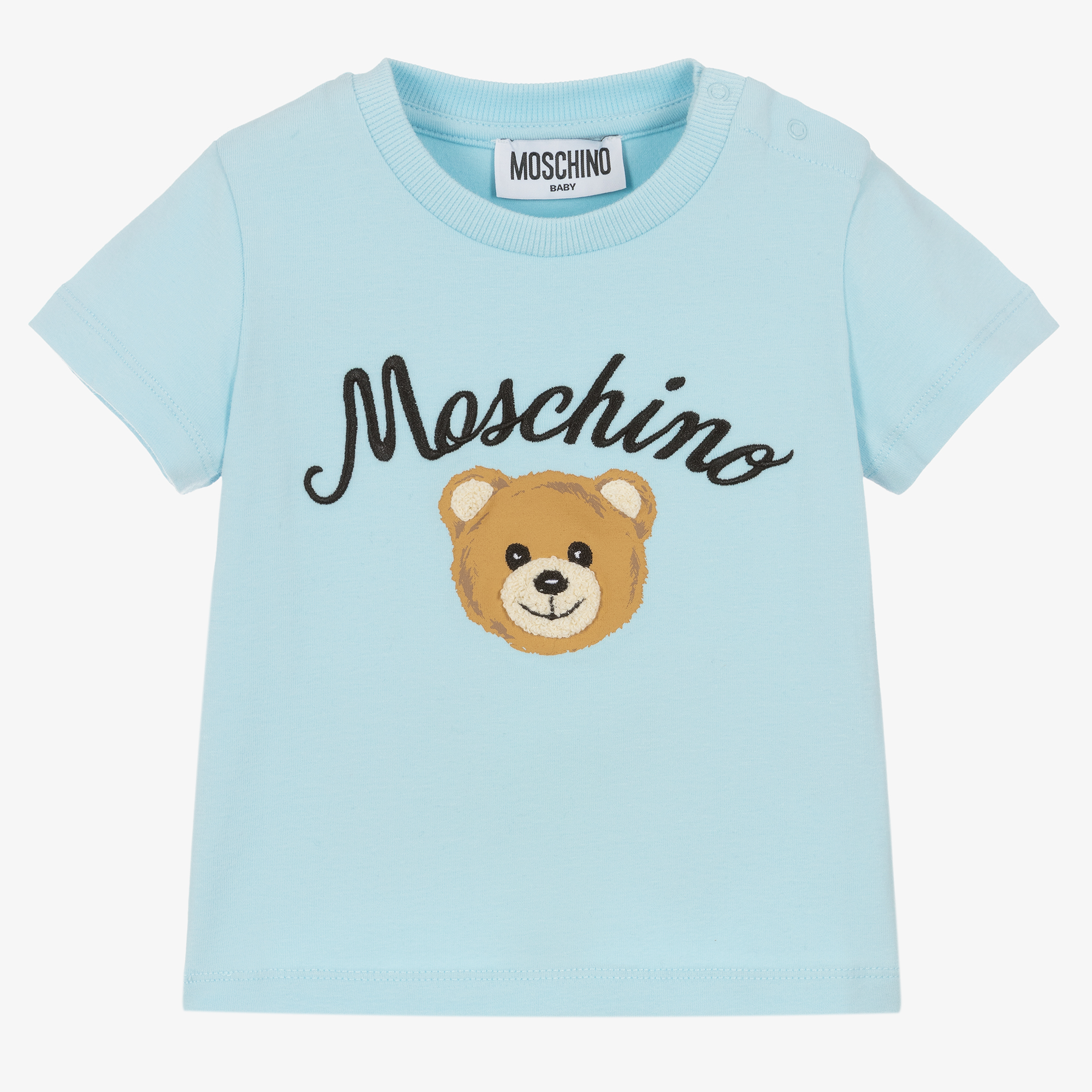Moschino Baby - Blue Cotton Teddy Bear T-Shirt | Childrensalon Outlet 