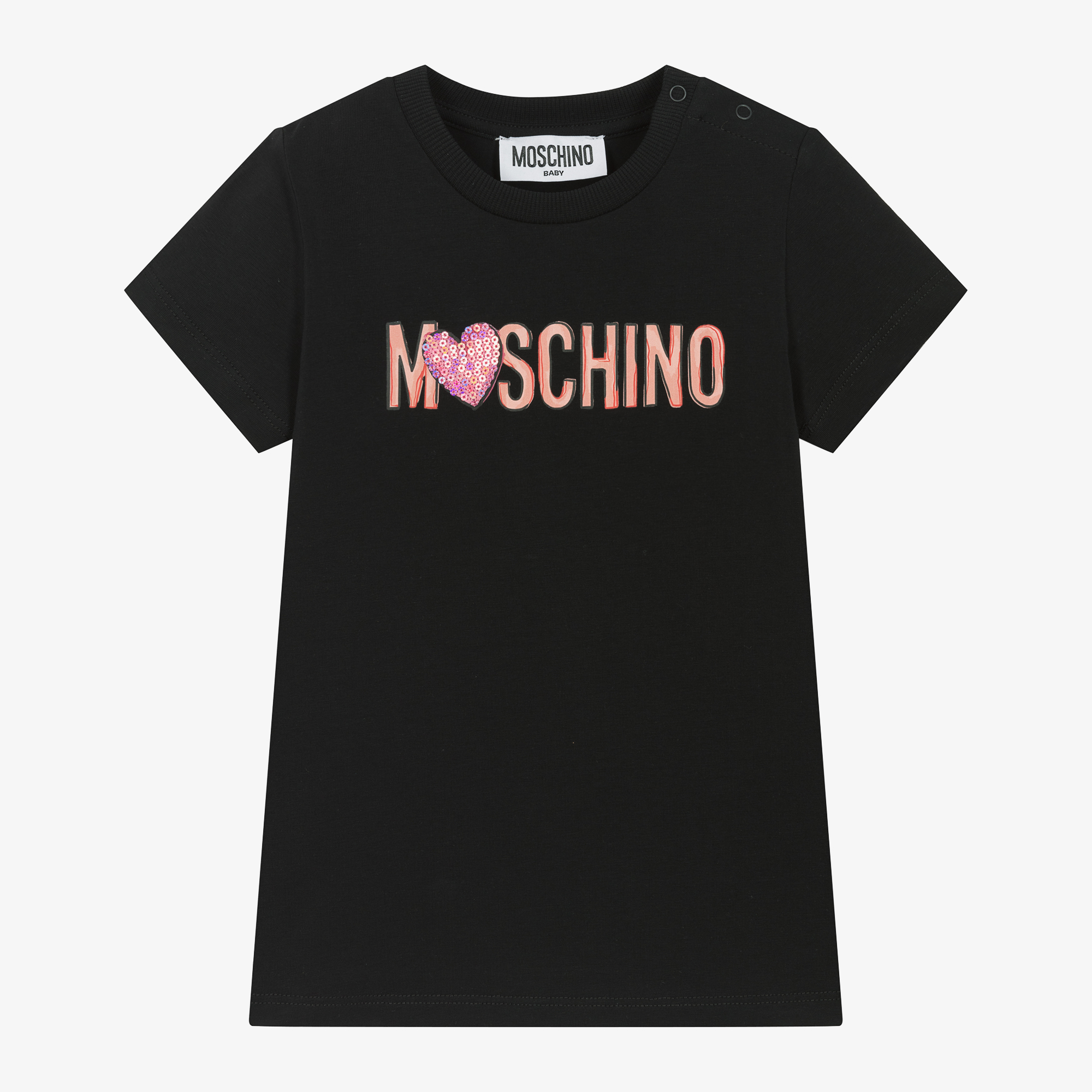 Moschino Baby - Girls Black Cotton Heart T-Shirt