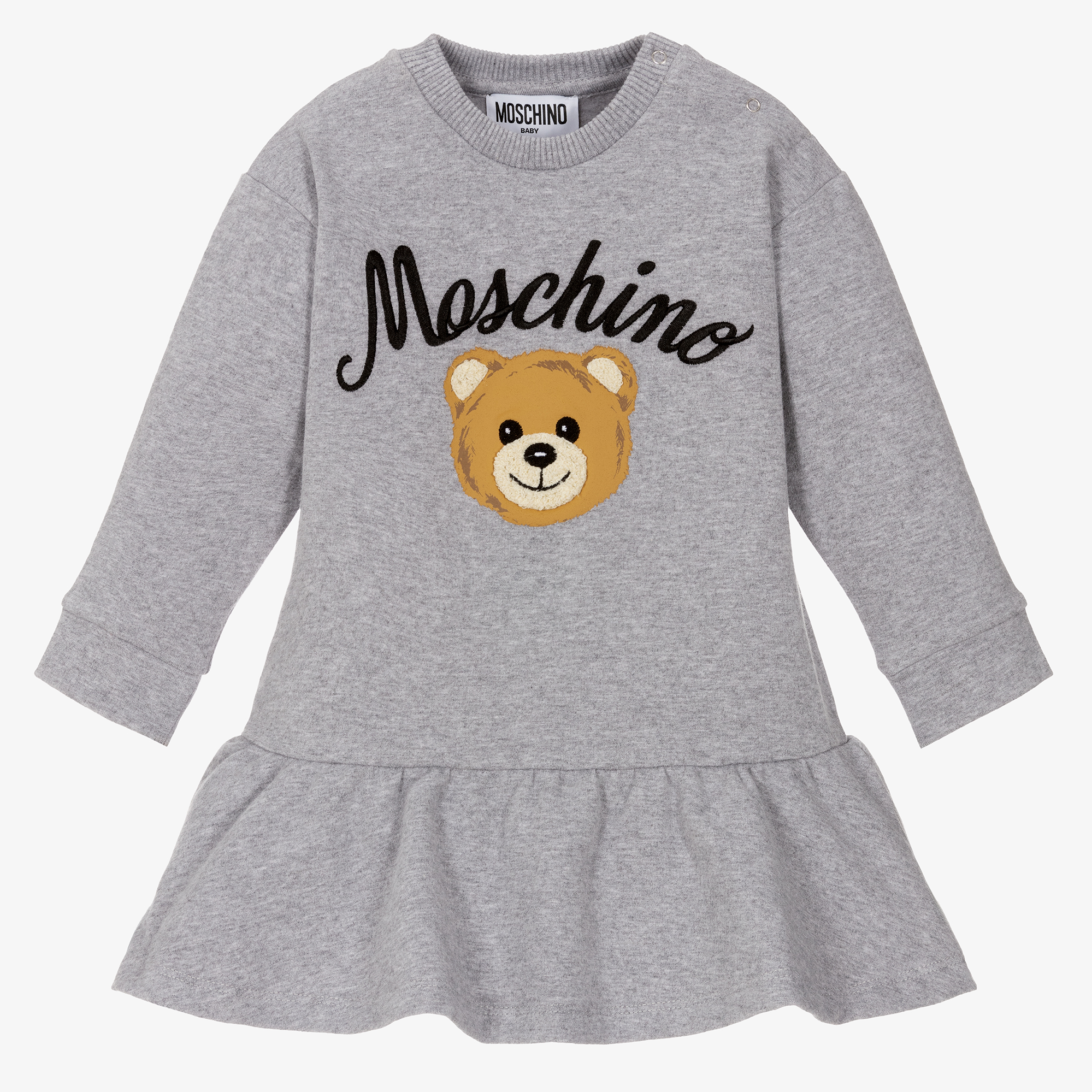 Moschino Baby - Girls Grey Cotton Teddy Bear Dress