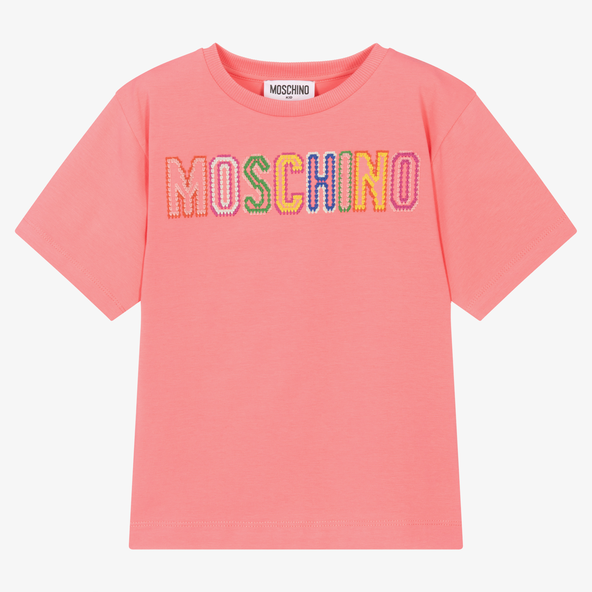 MOSCHINO ロゴプリント Tシャツ 164cm ピンク moschino-girls-pink-