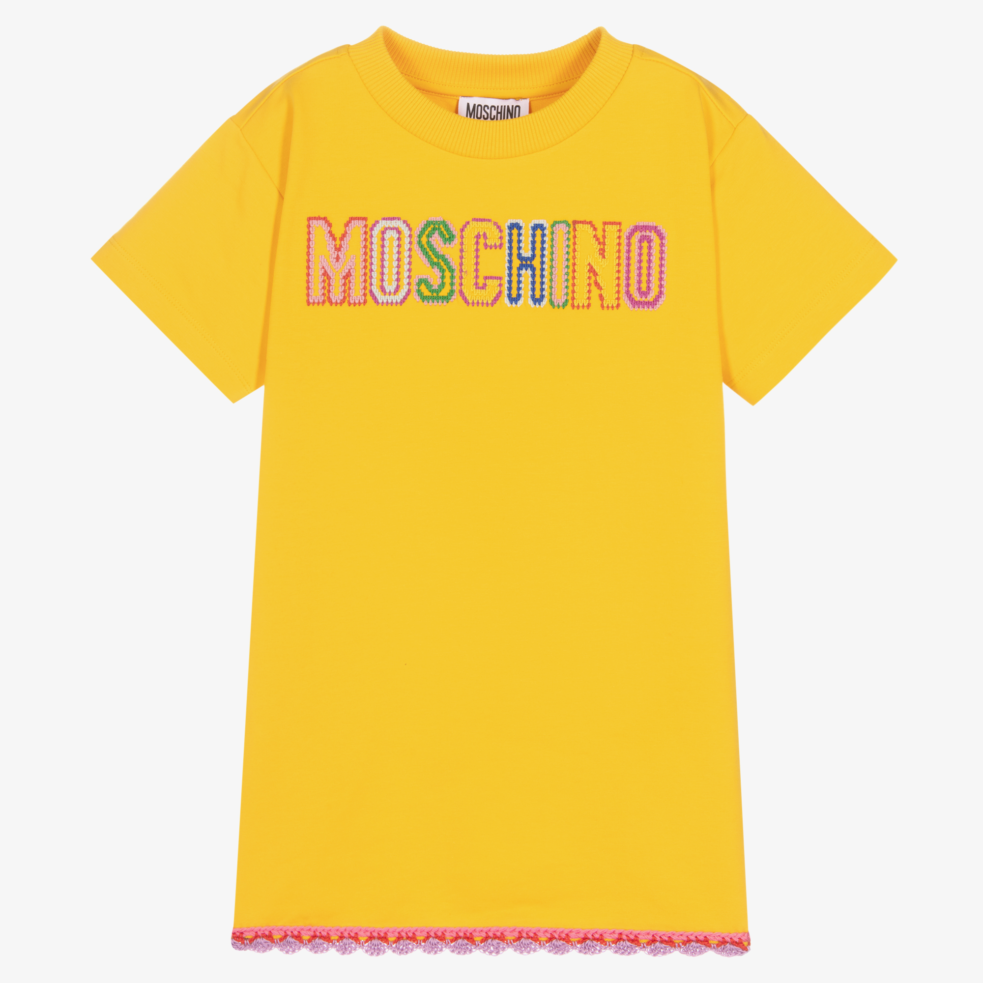 Moschino Kid-Teen - Girls Yellow Cotton Logo T-Shirt Dress