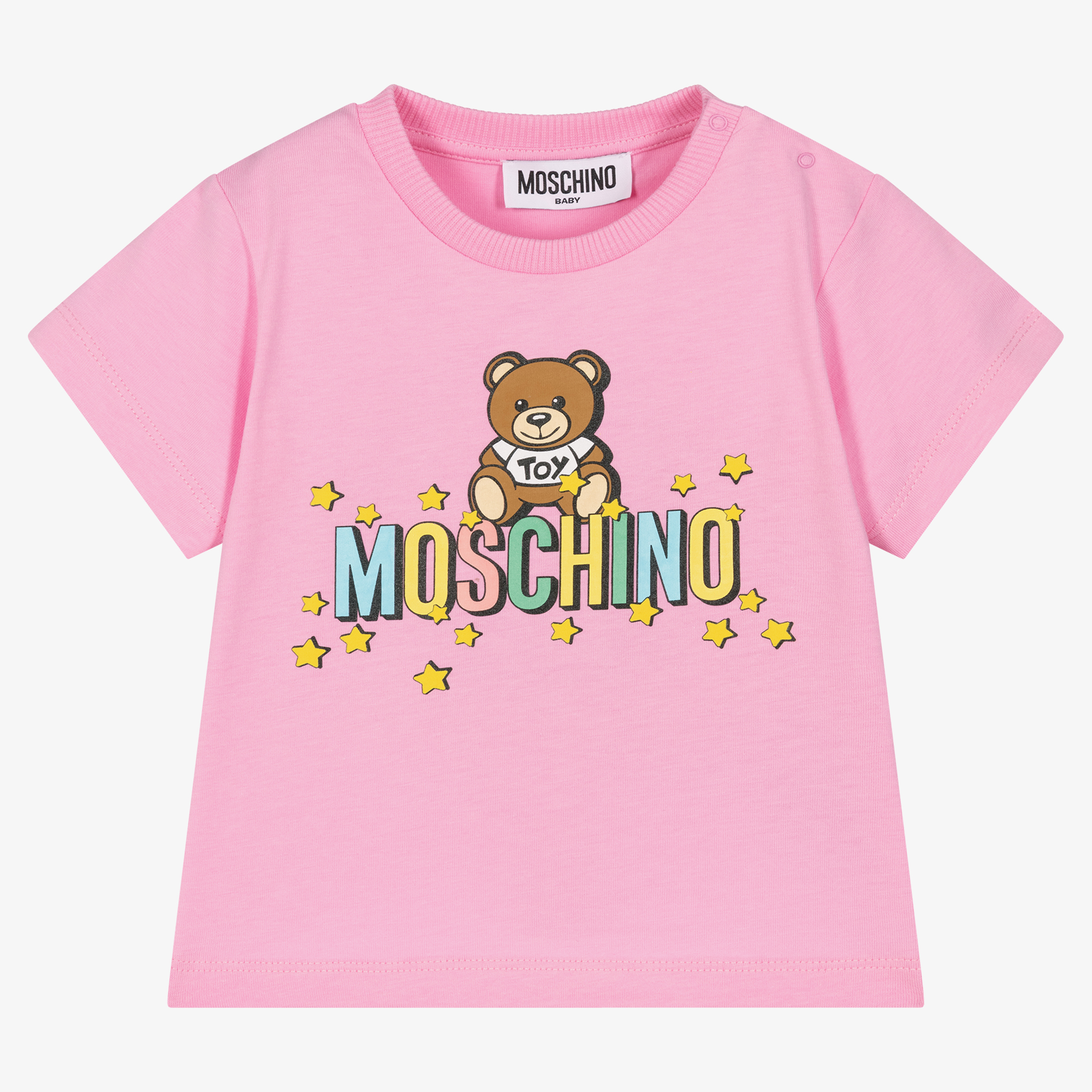 MOSCHINO テディベア ケーキ 半袖 Tシャツ ピンク Moschino Baby - Pink Teddy Bear Cotton T-Shirt | Childrensalon Outlet