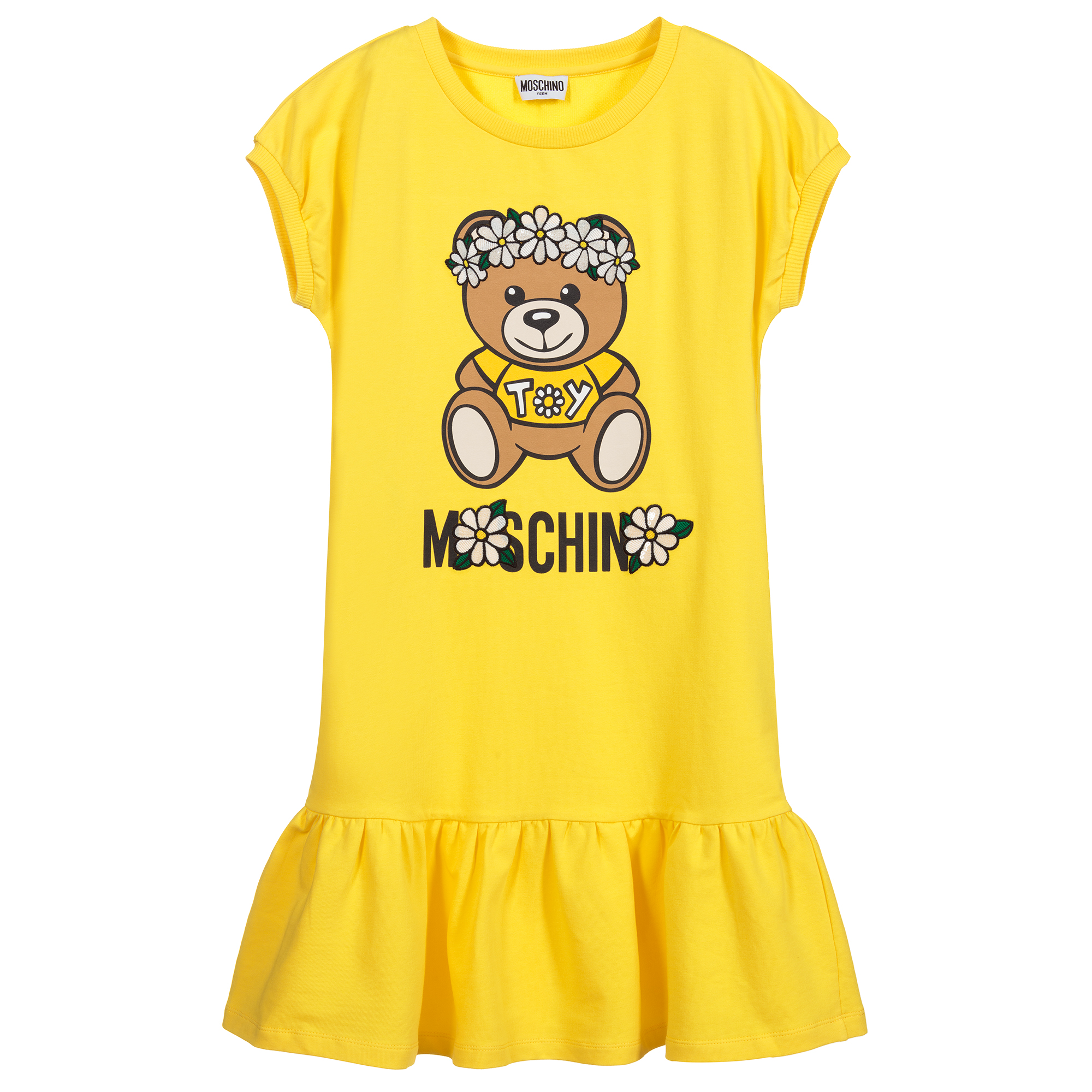 Moschino Kid Teen Teen Yellow Logo Dress Childrensalon Outlet