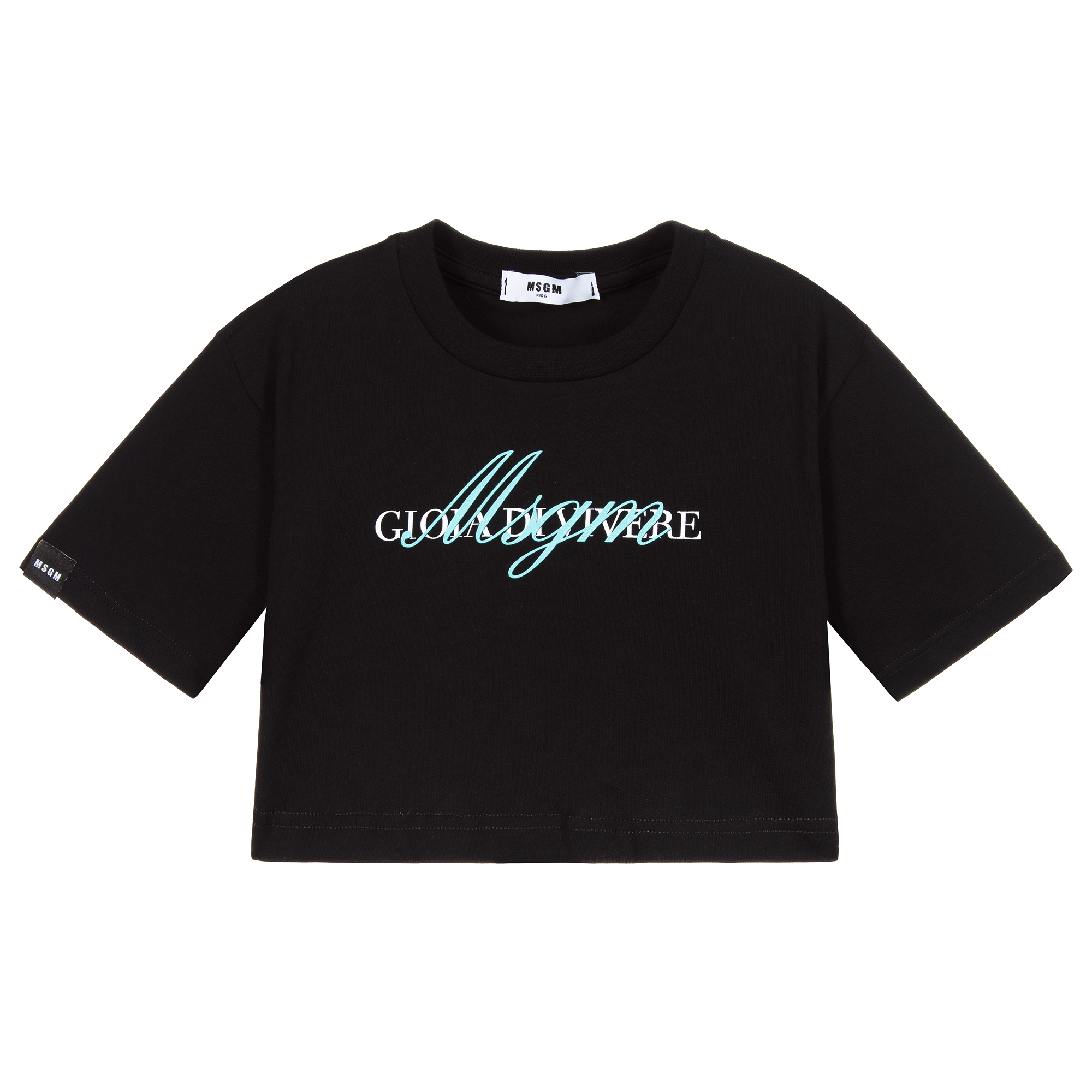 MSGM Tシャツ MSGM - Black Cotton Cropped T-Shirt | Childrensalon Outlet