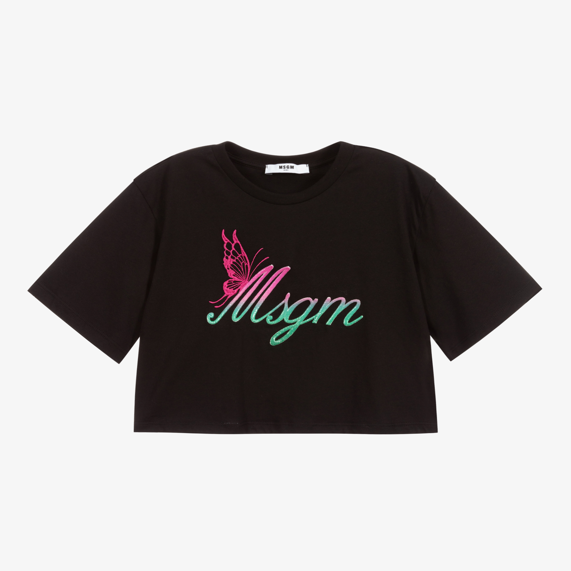 Tシャツ・カットソー MSGM COTTON CROPPED TOP Cropped T-Shirt in striped cotton - MSGM Official