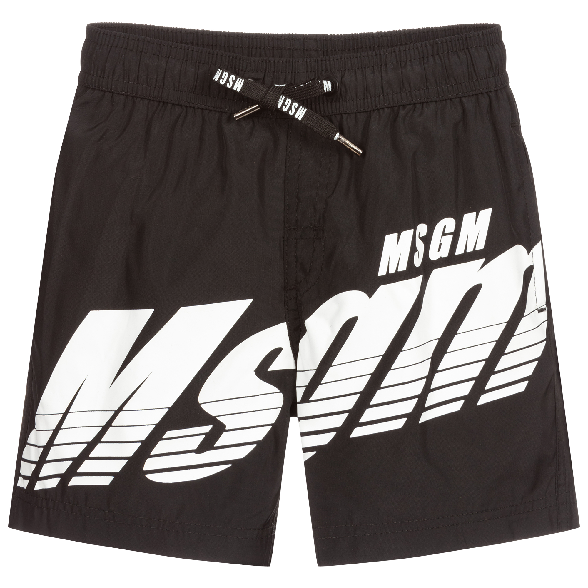 black and white swim shorts