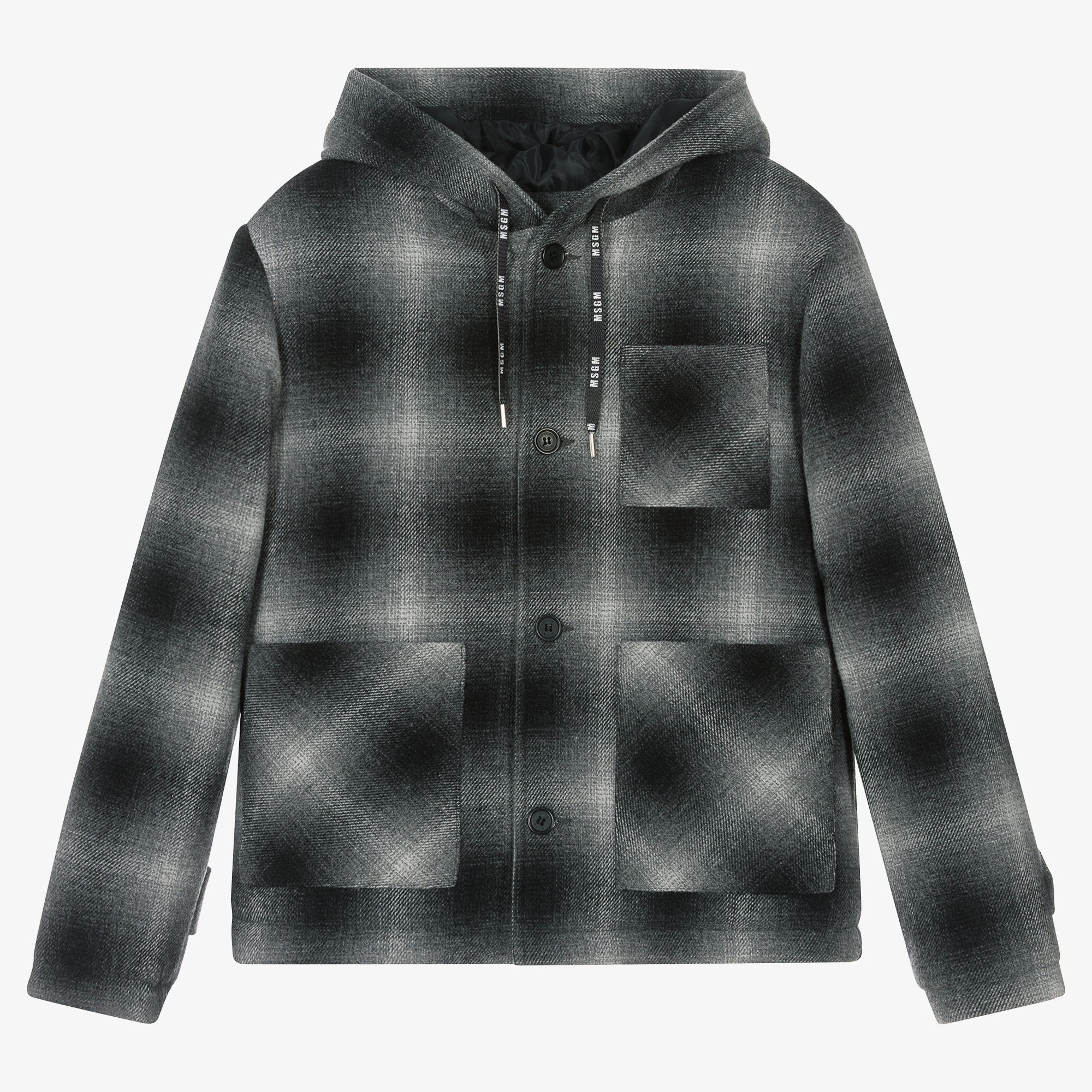 冬ギフト セ msgm-boys-grey-white-check- ジャケット・アウター