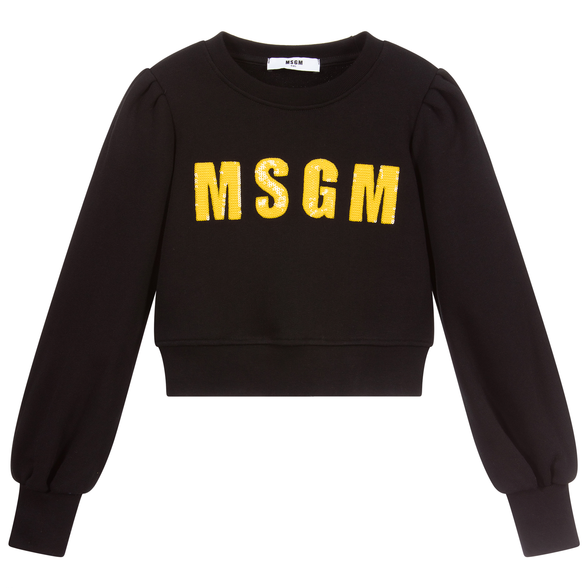 MSGM Cropped Black Logo Sweatshirt