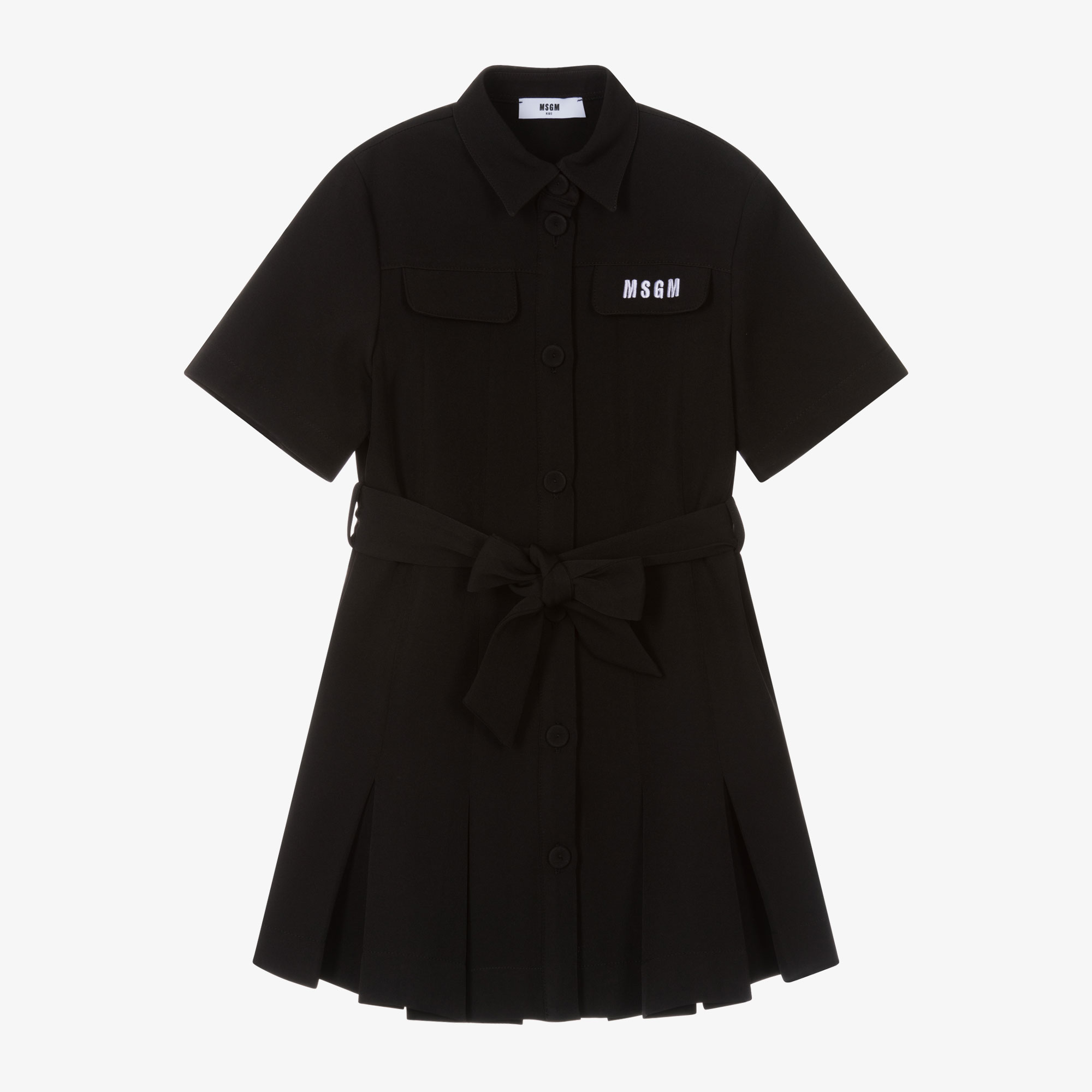 black crepe shirt dress Black A-line Crepe Shirt Dress