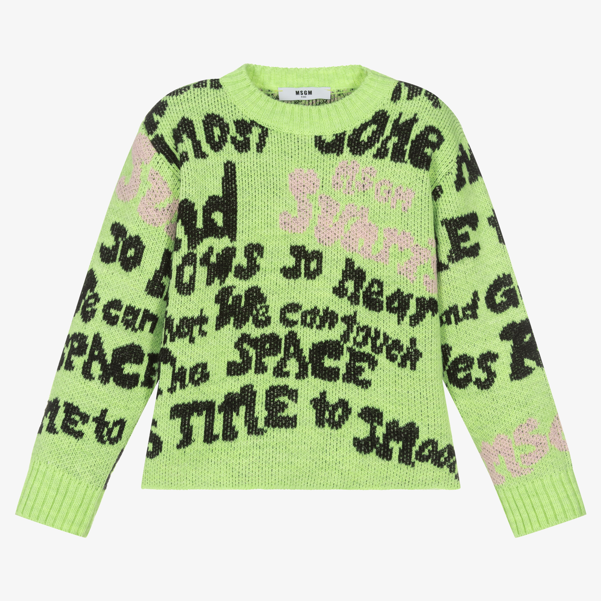 MSGM - Girls Green Logo Knit Sweater | Childrensalon Outlet