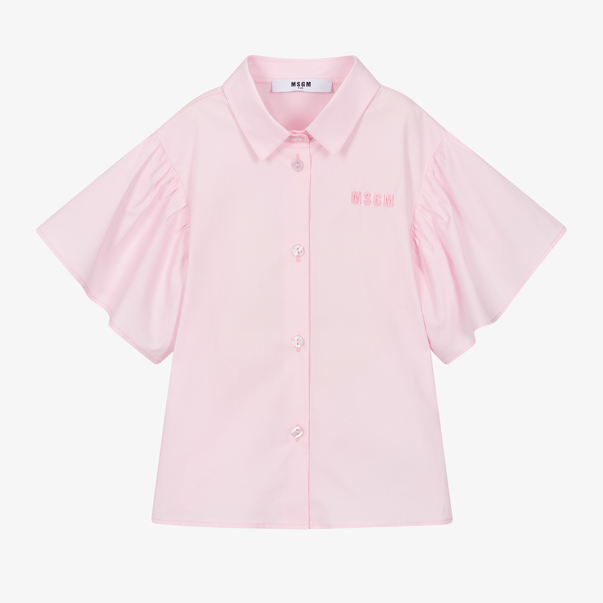 MSGM - Girls Pink Cotton Blouse | Childrensalon Outlet