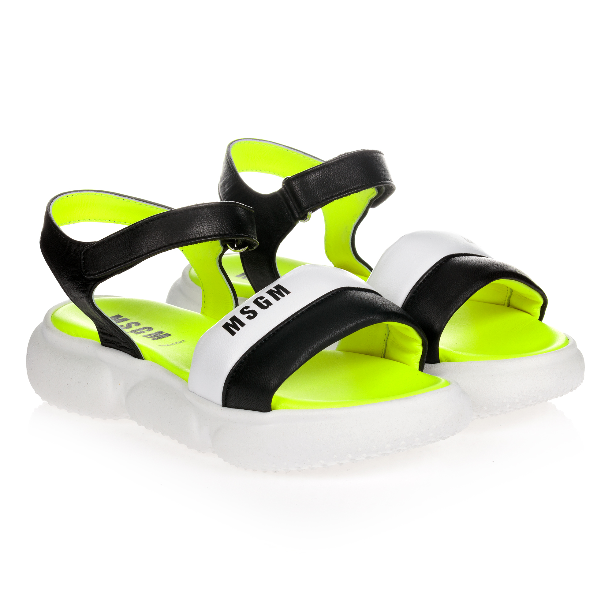 MSGM - Teen Black & White Sandals | Childrensalon Outlet