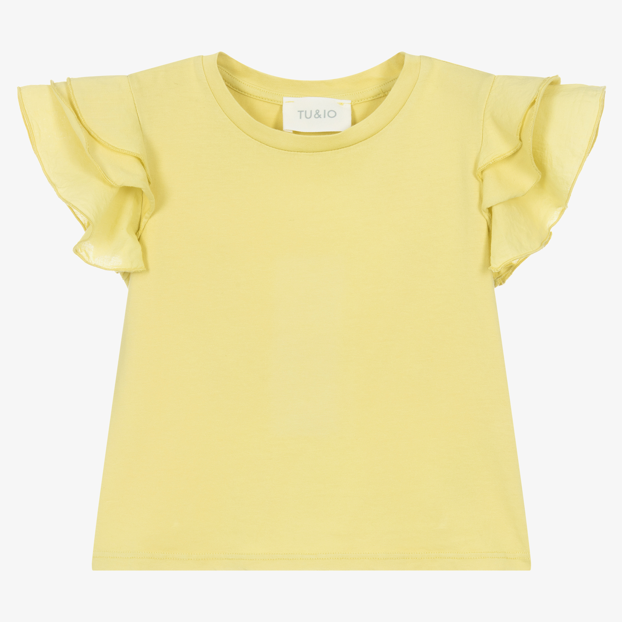 Tu & Io by Naturino - Girls Yellow Cotton Ruffle T-Shirt