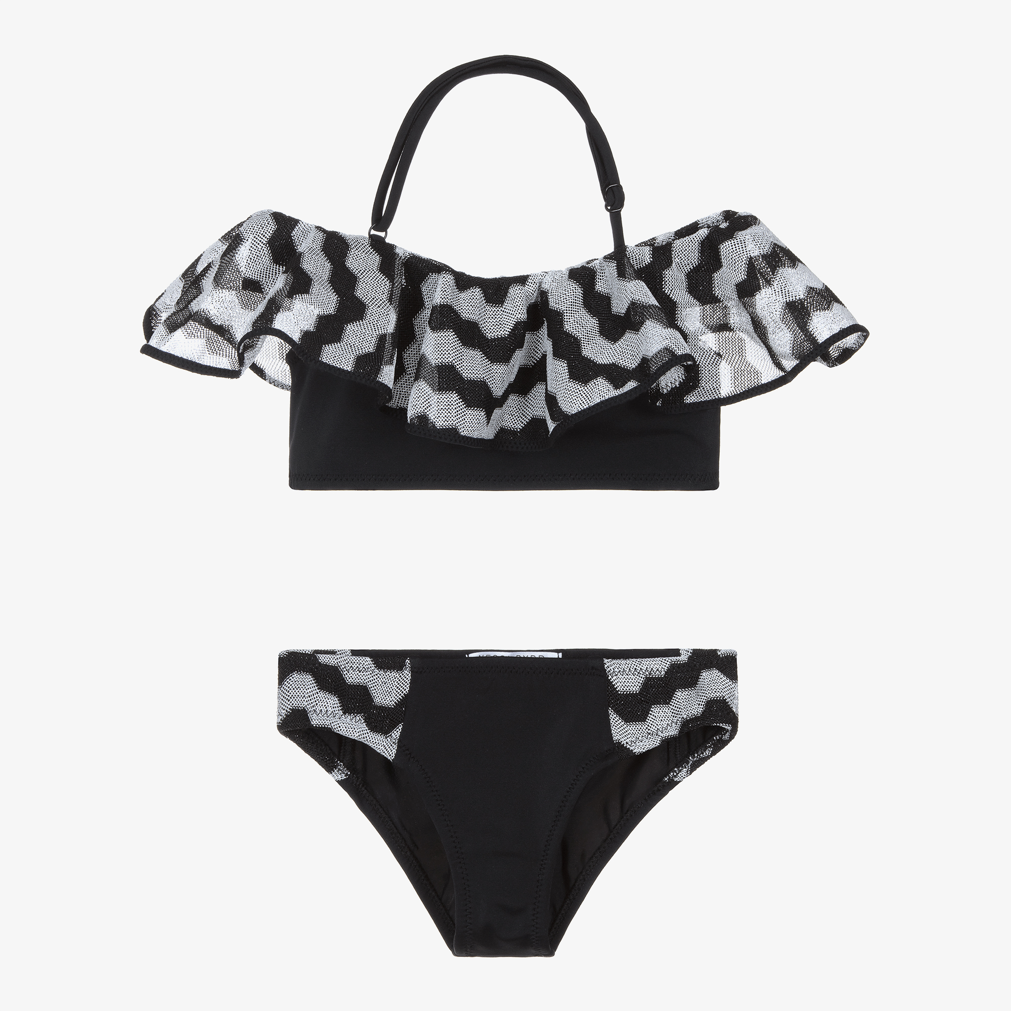 Nessi Byrd - Girls Frilled Black Bikini Set | Childrensalon