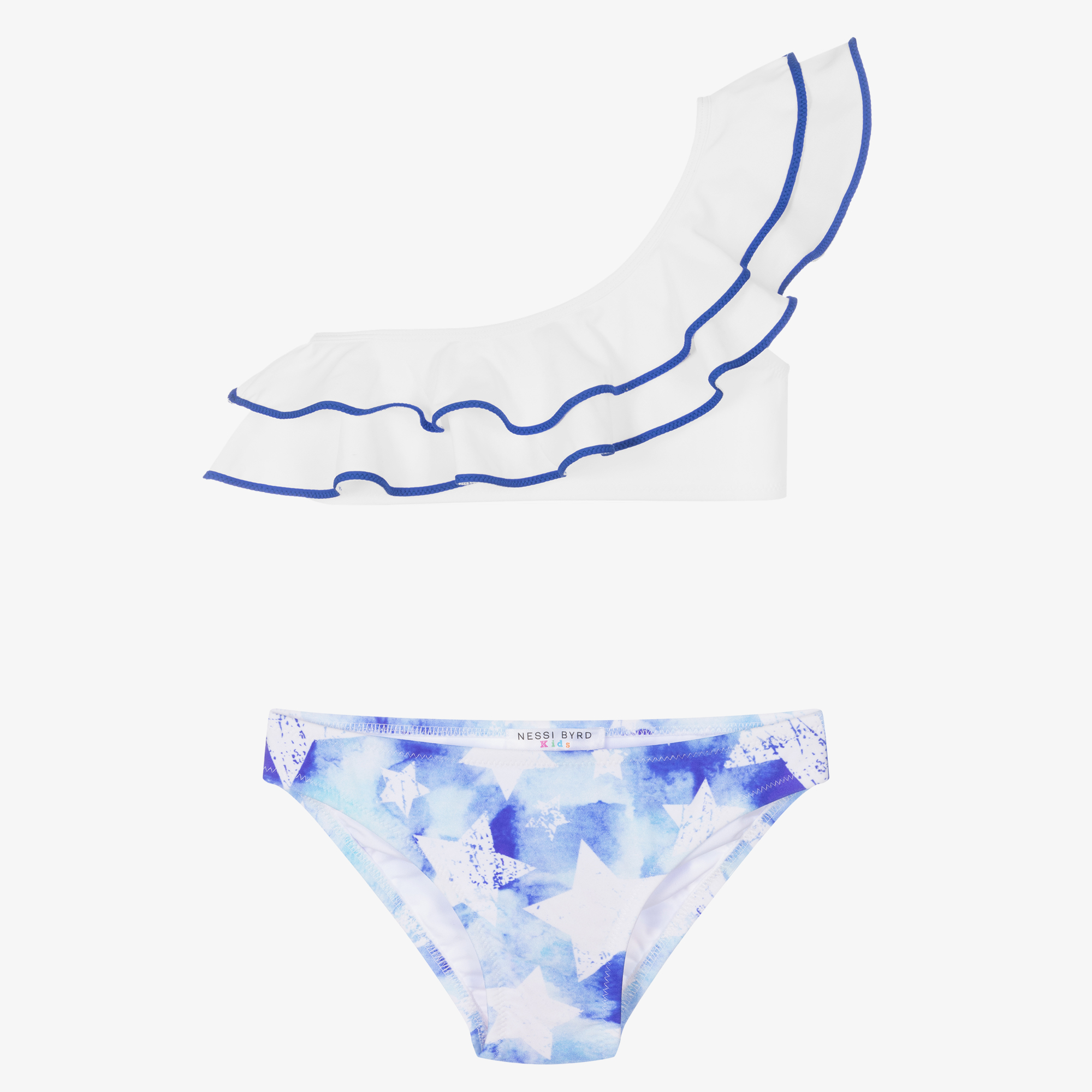 Nessi Byrd Girls White Blue Star Print Bikini Childrensalon Outlet
