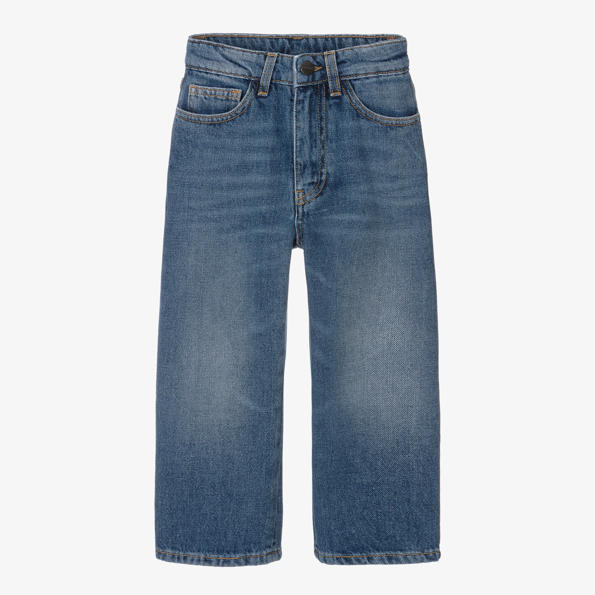 【関税&送料込み】Palm Angels Light Blue Jeans With A Patt Palm Angels - Blue Straight Fit Denim Jeans | Childrensalon