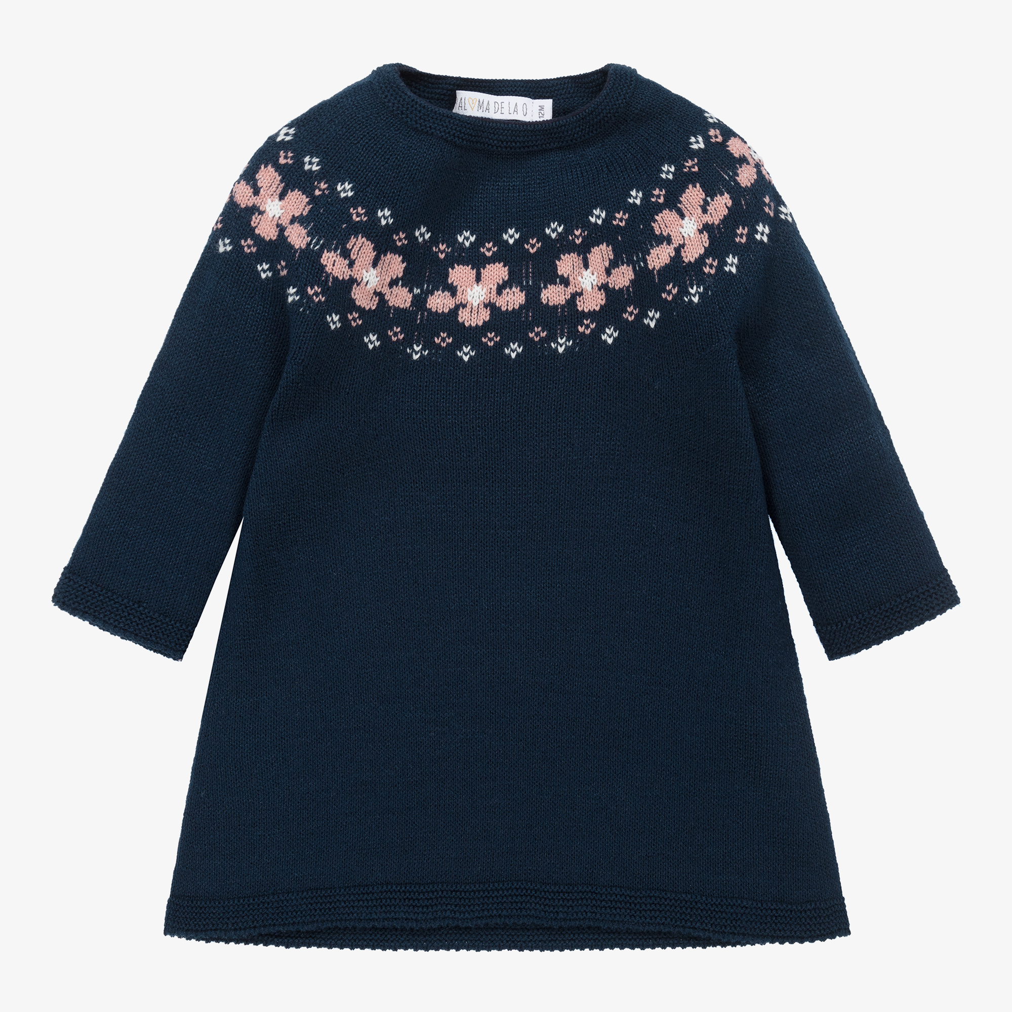 Paloma de La O Girls Navy Floral Knit Dress Girls Infant 9 month Blue By Childrensalon