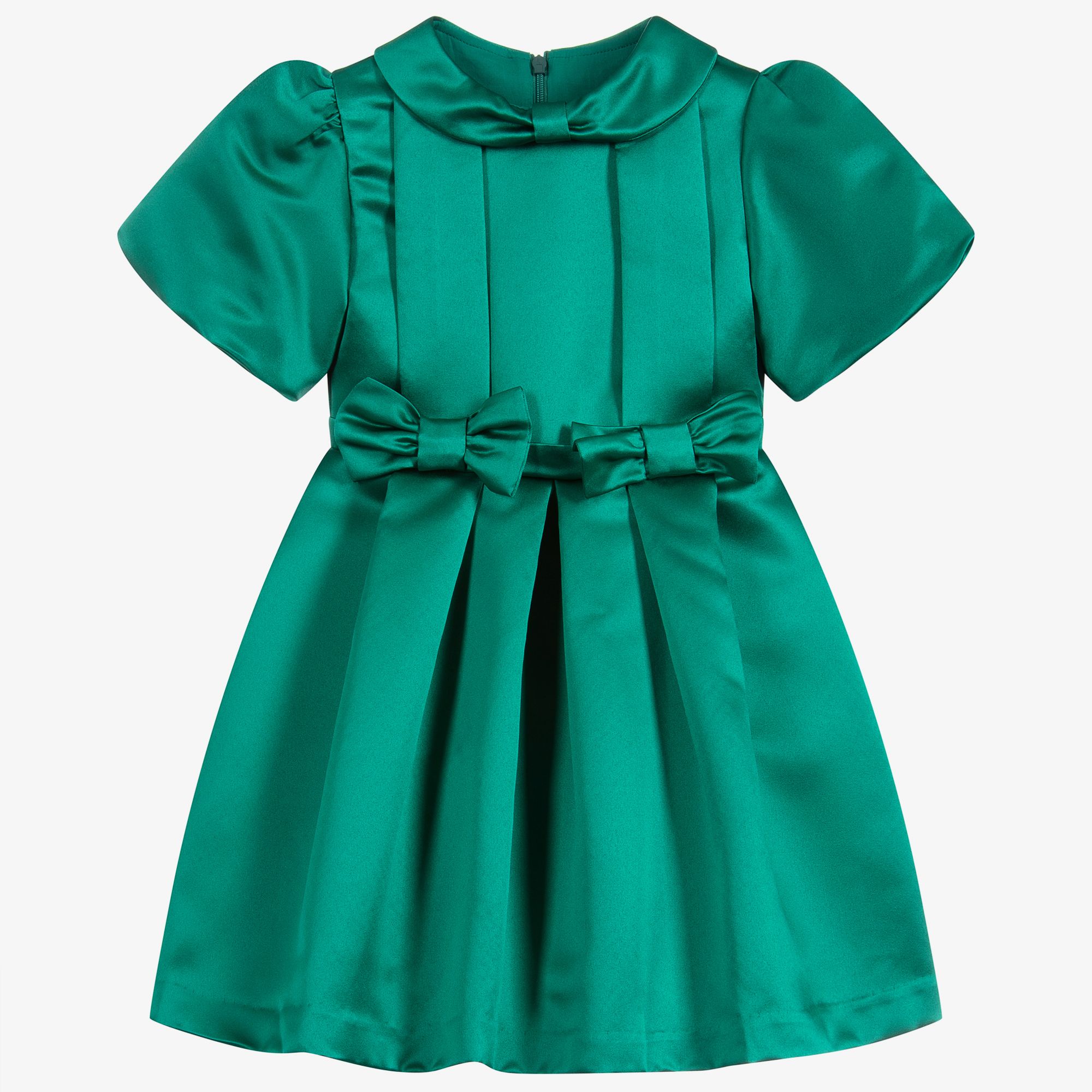 Patachou - Emerald Green Satin Bow Dress | Childrensalon Outlet