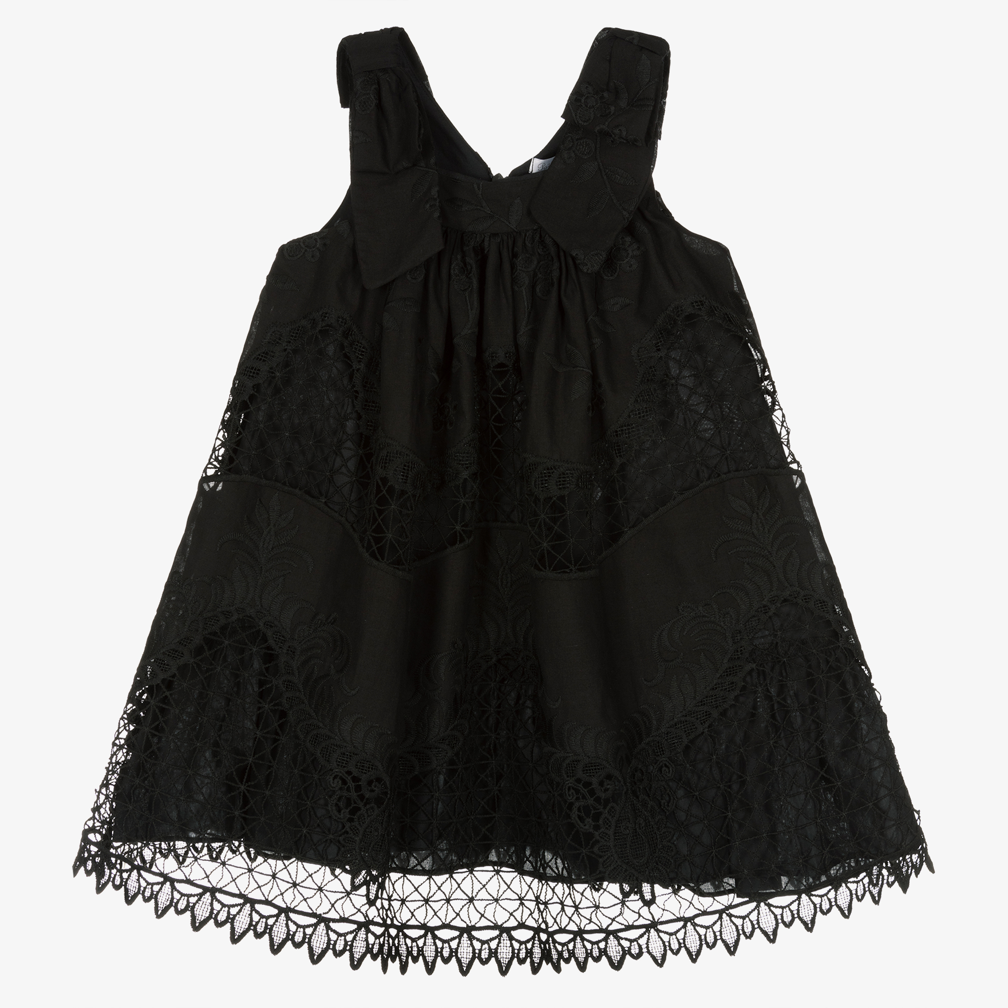 Patachou - Girls Black Cotton Lace Dress | Childrensalon Outlet