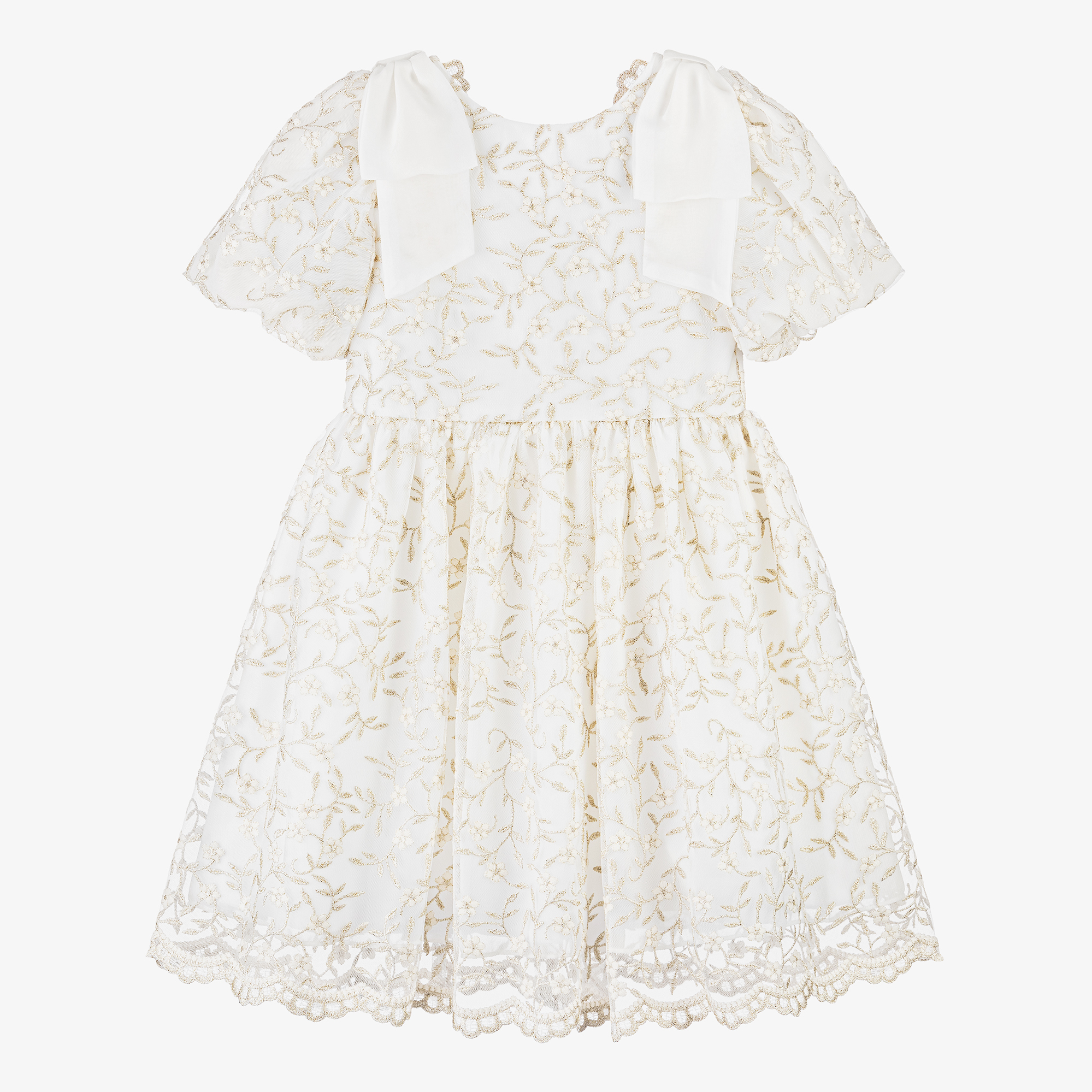 sachin and babi light blue dress Embroidered guipure tulle dress for girls Cream main image 1
