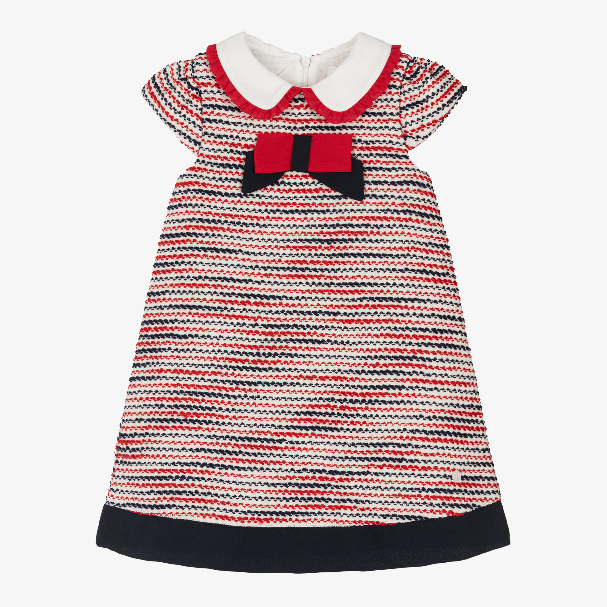 patachou red tweed dress Patachou Girls Red Tweed Velvet Bow Dress