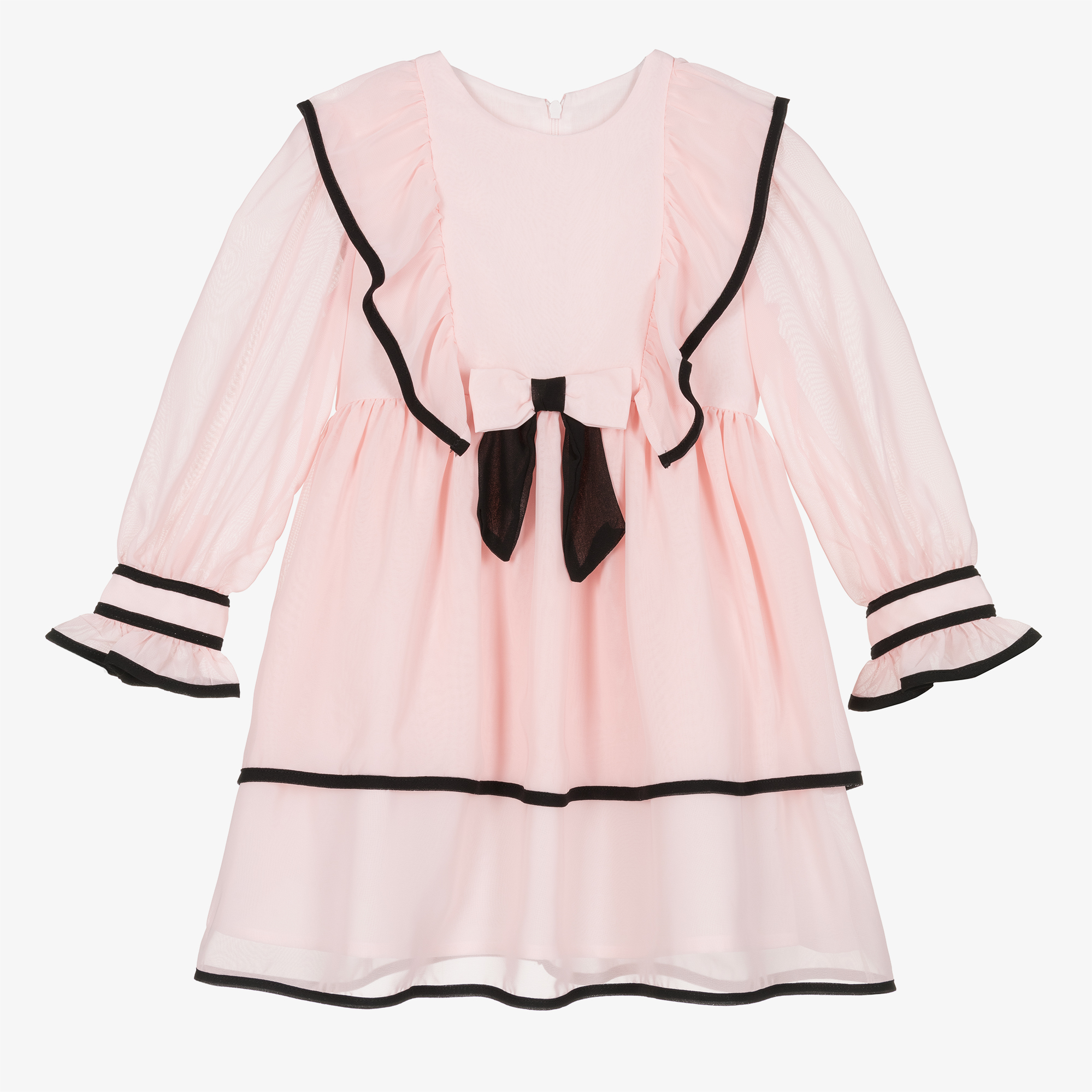 Patachou Girls Pale Pink Black Chiffon Dress Childrensalon
