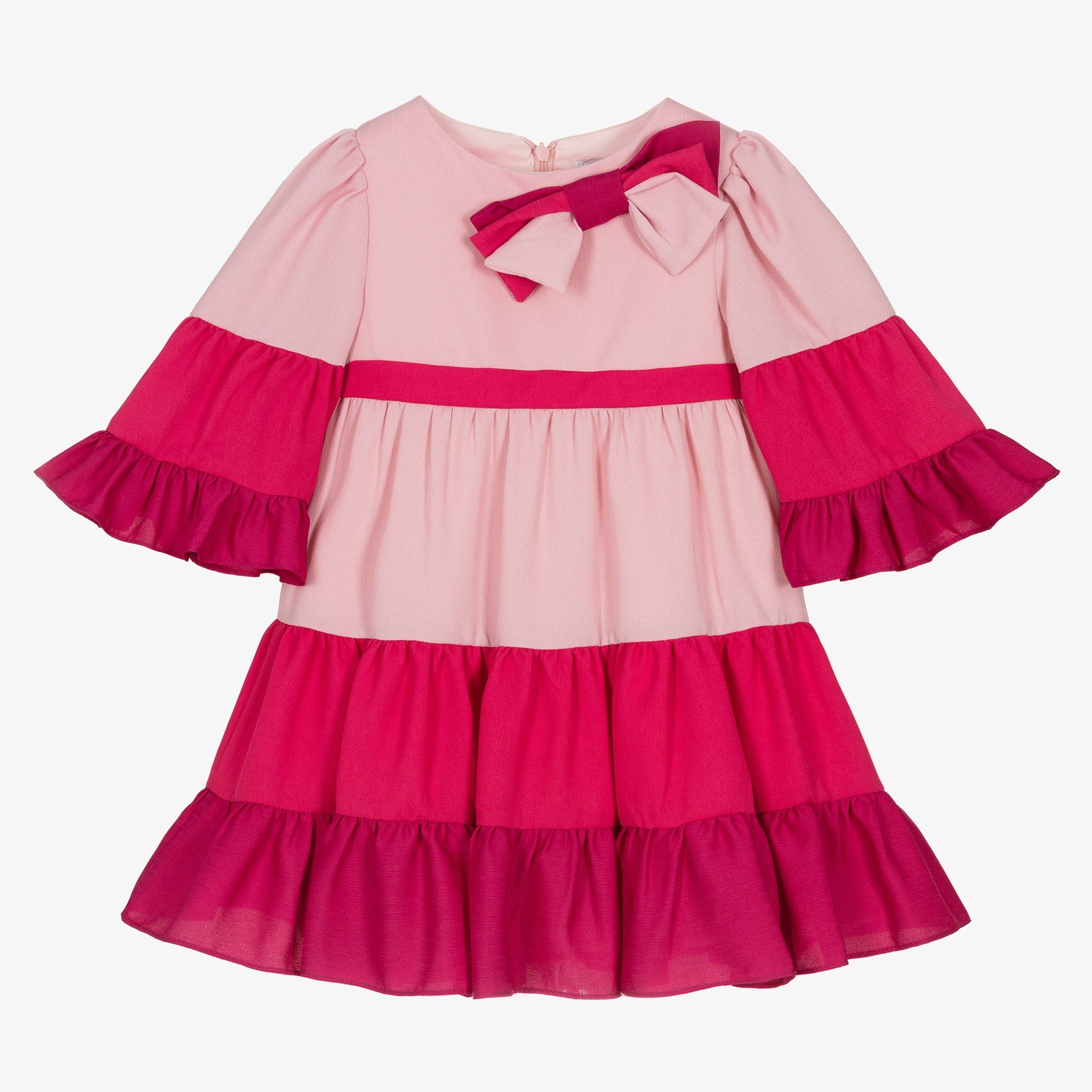 Patachou Girls Pink Tiered Crpe Dress