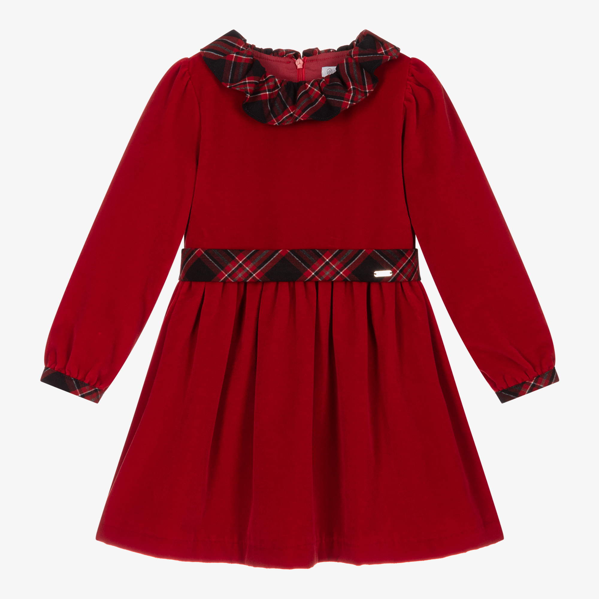 patachou red velvet dress Patachou Girls Red Velvet Tartan Bow Dress