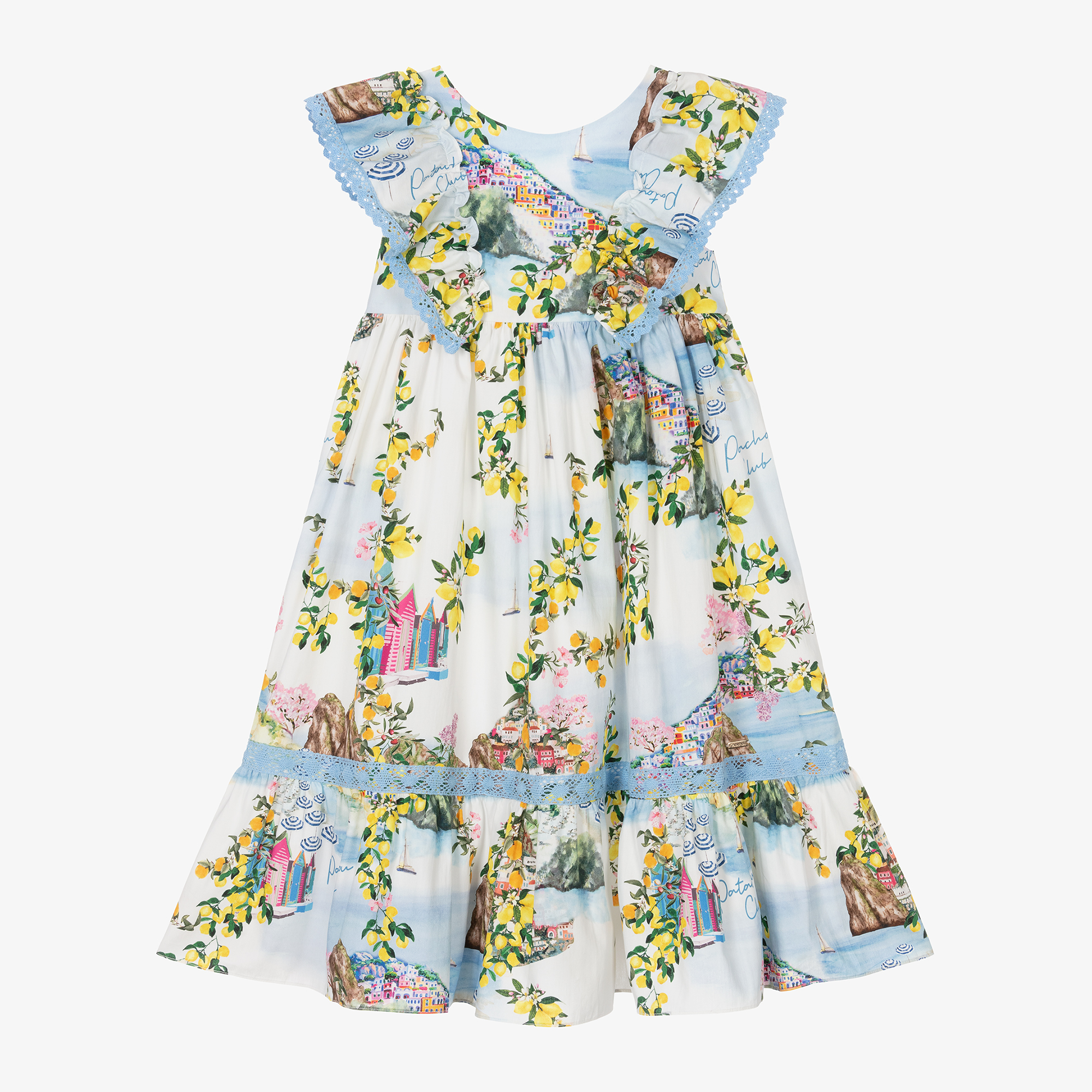 Patachou Girls White Cotton Beach Club Dress